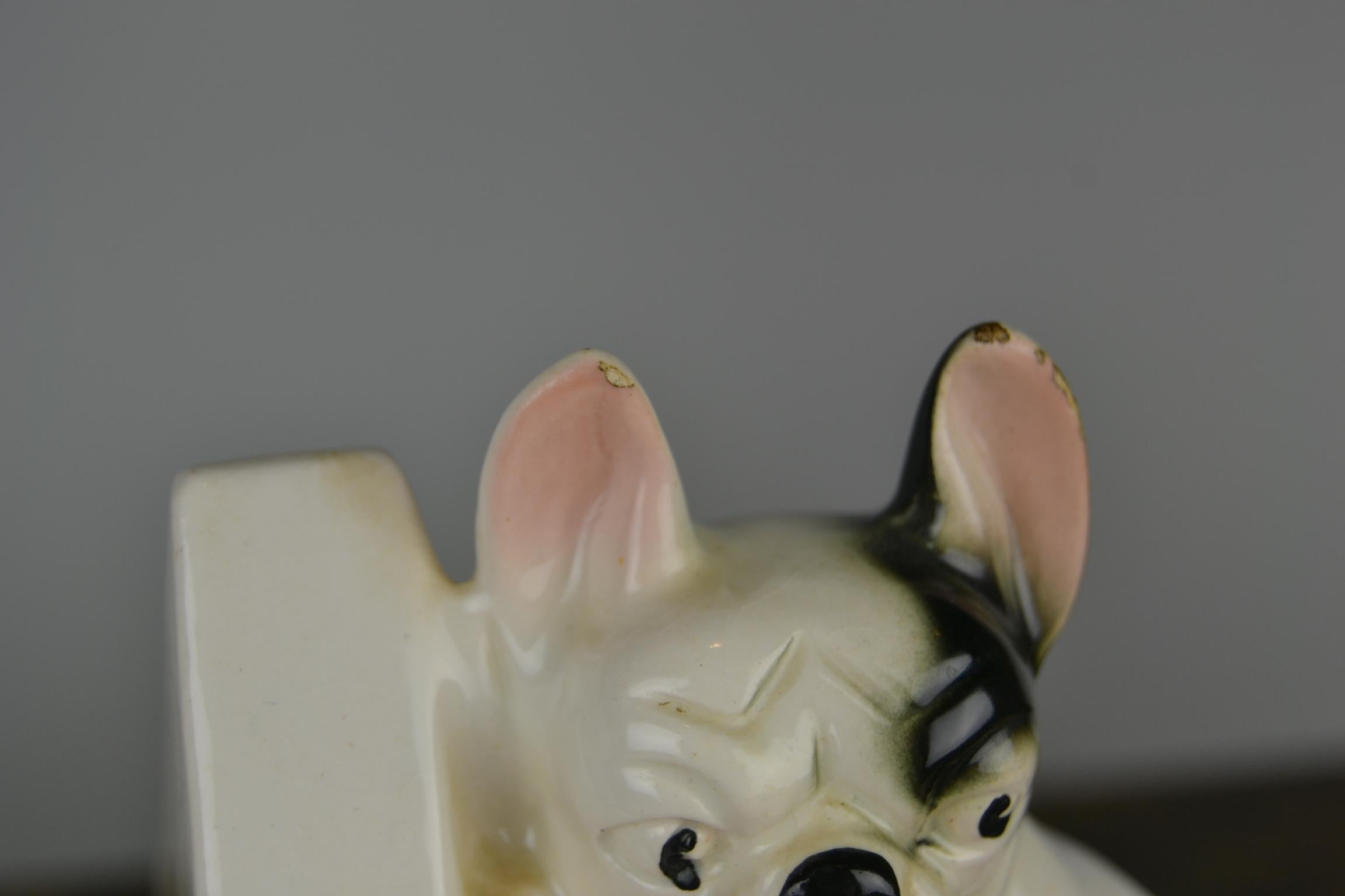 Art Deco Porcelain French Bulldog Bookends, Germany 4