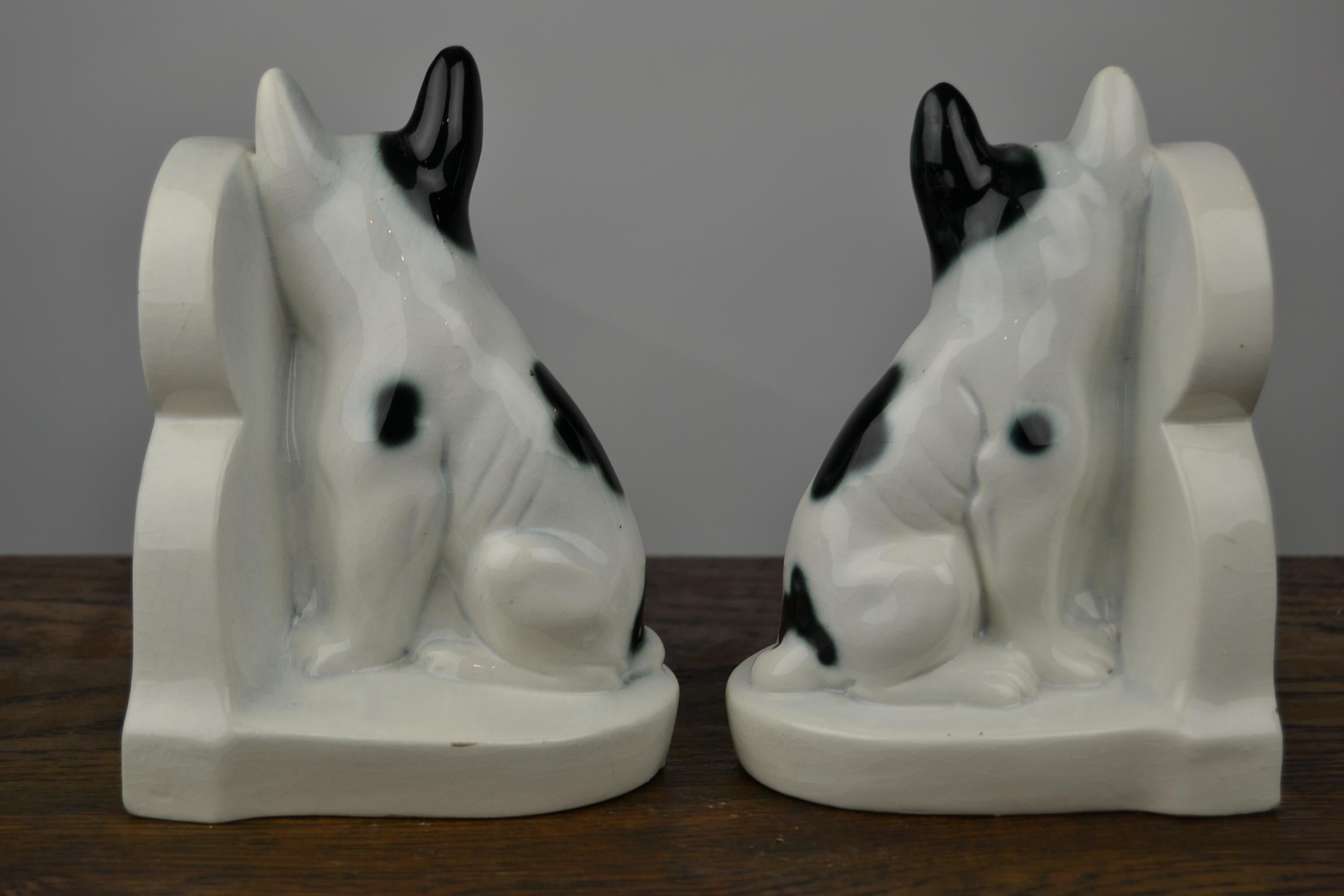 Art Deco Porcelain French Bulldog Bookends, Germany 2