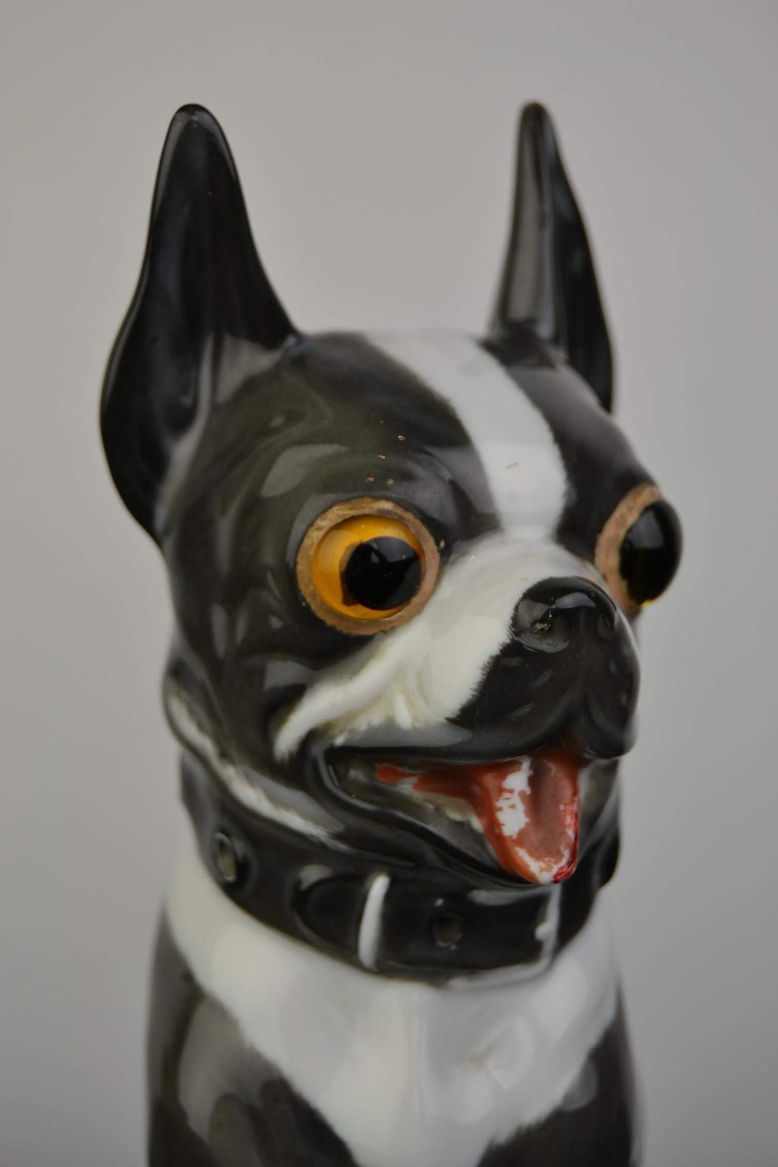 Art Deco Porcelain French Bulldog, Boston Terrier Perfume Lamp, Germany, 1930s 8