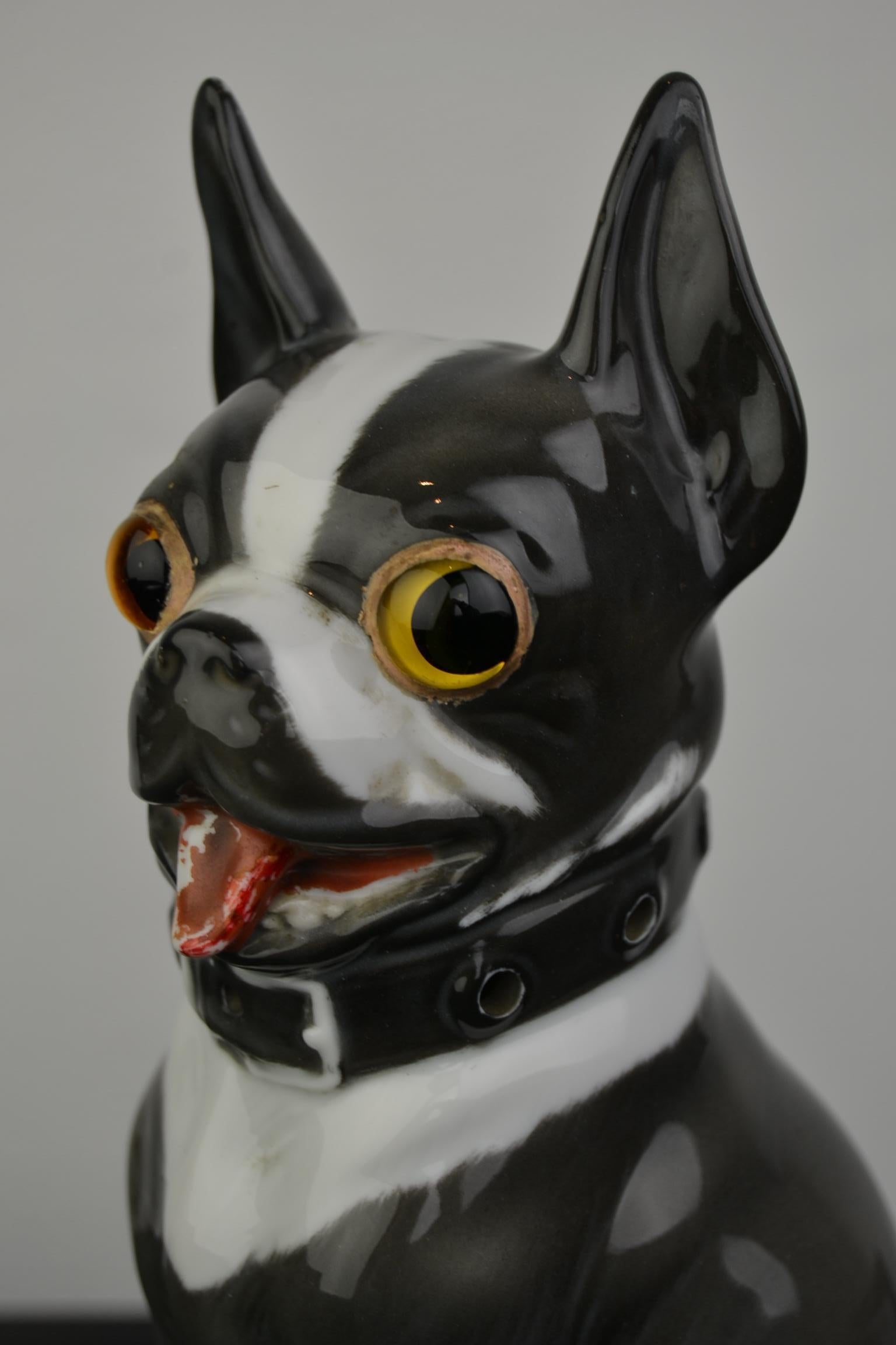 Art Deco Porcelain French Bulldog, Boston Terrier Perfume Lamp, Germany, 1930s 11