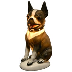 Vintage Art Deco Porcelain French Bulldog, Boston Terrier Perfume Lamp, Germany, 1930s