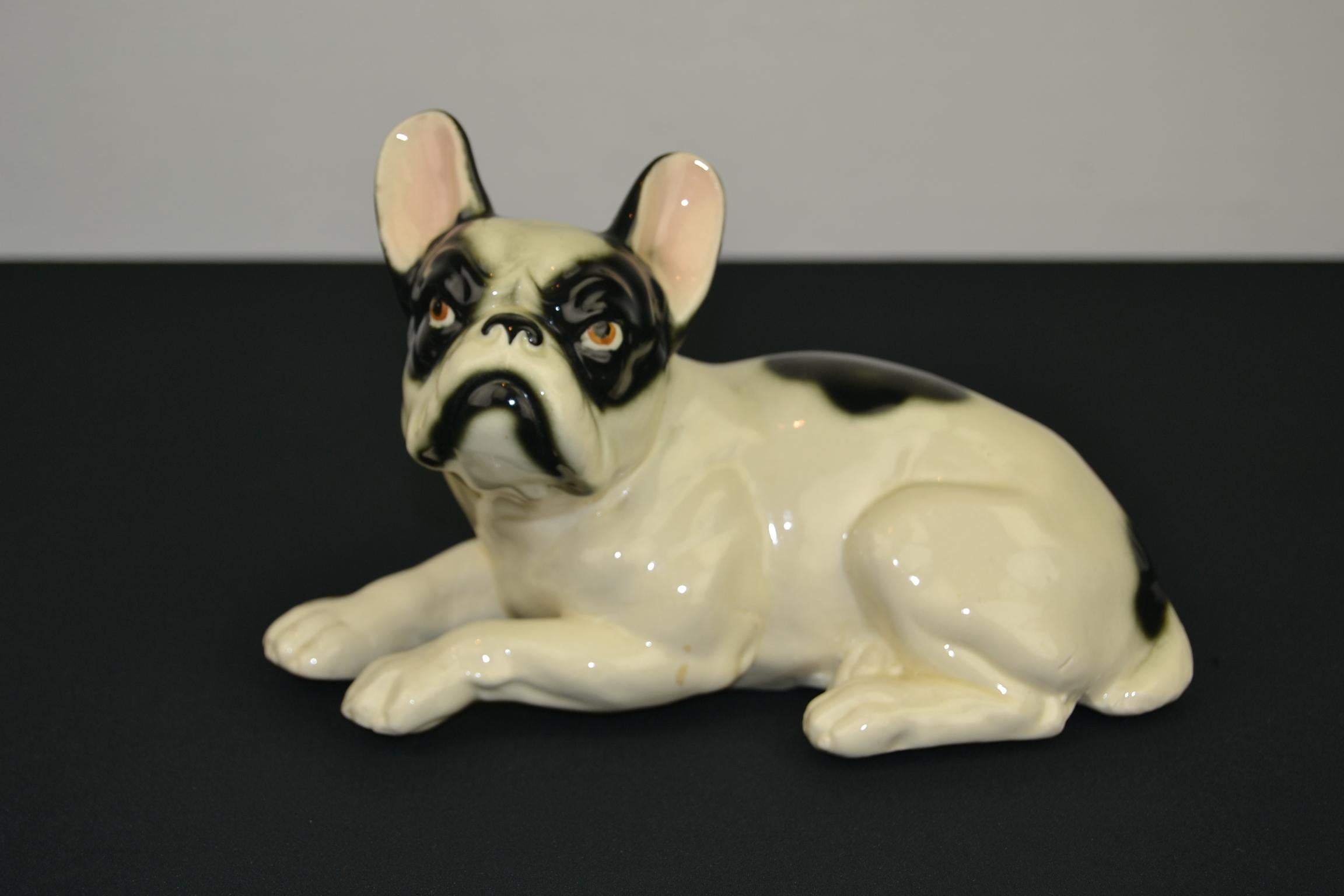 20th Century Art Deco Porcelain French Bulldog, Germany, 1930s