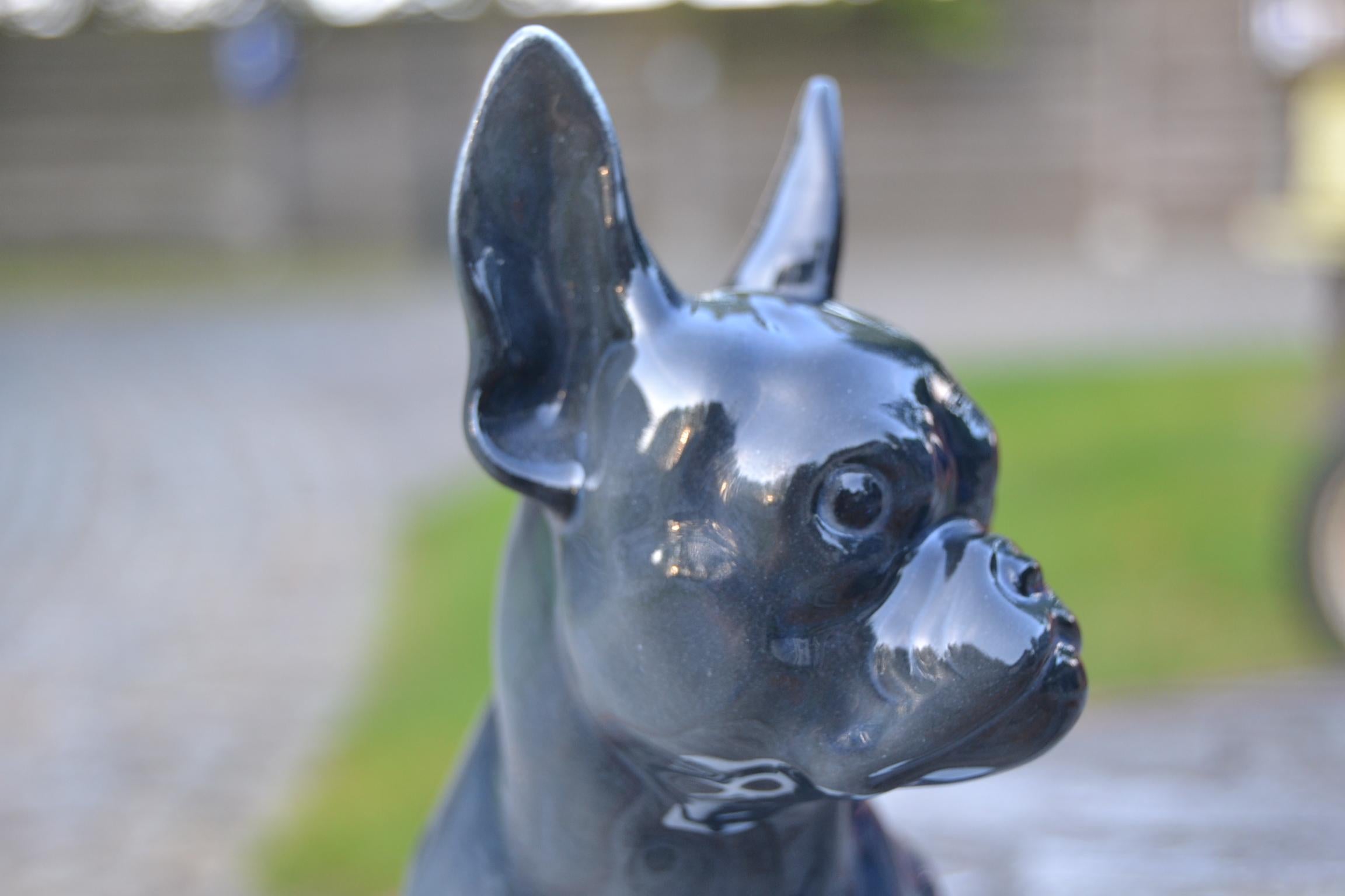 20th Century Otto Thiem French Bulldog, Fraureuth, Porcelain, Germany, 1920s