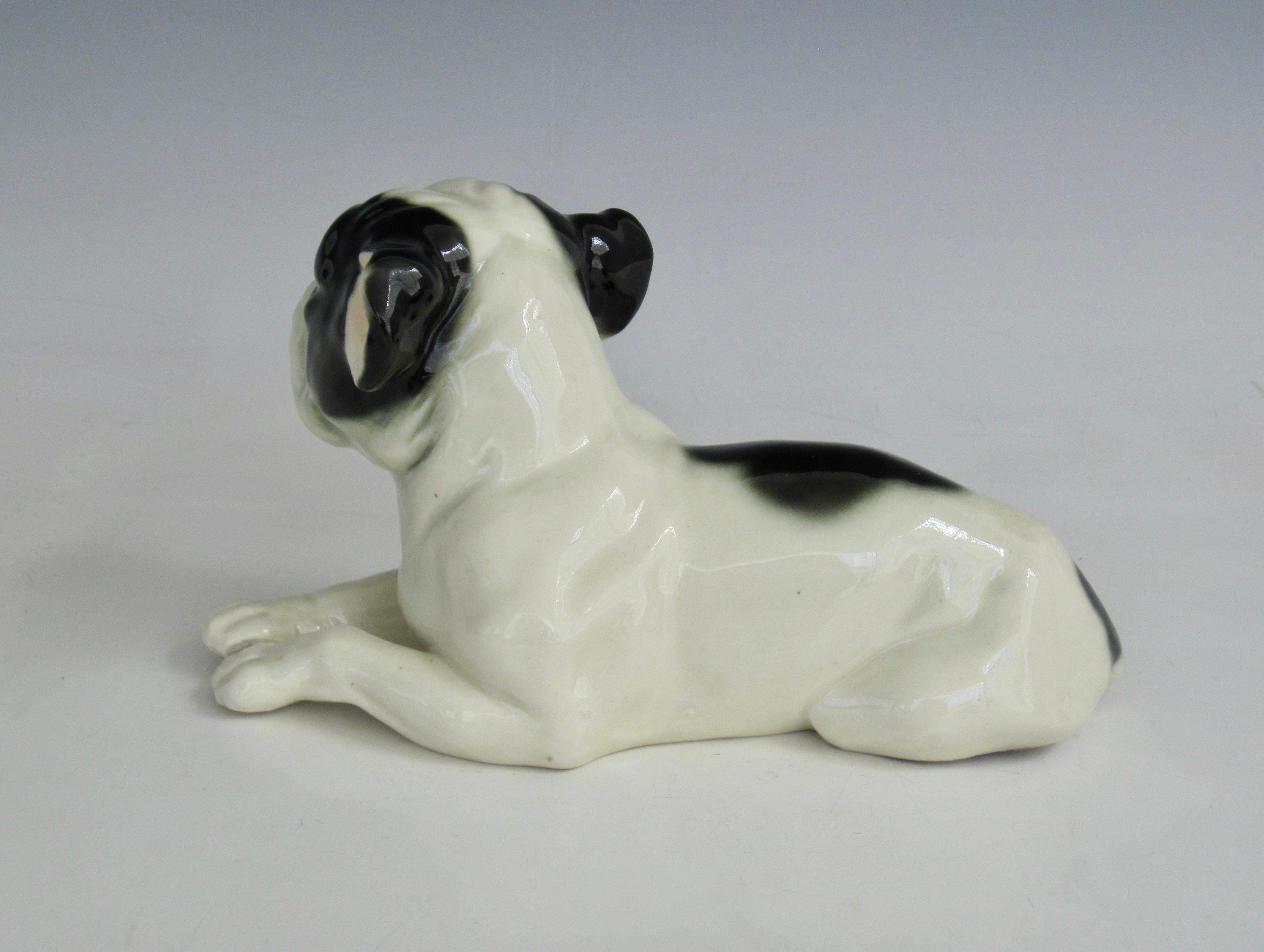 20th Century Art Deco Porcelain French Bulldog Sculpture For Sale