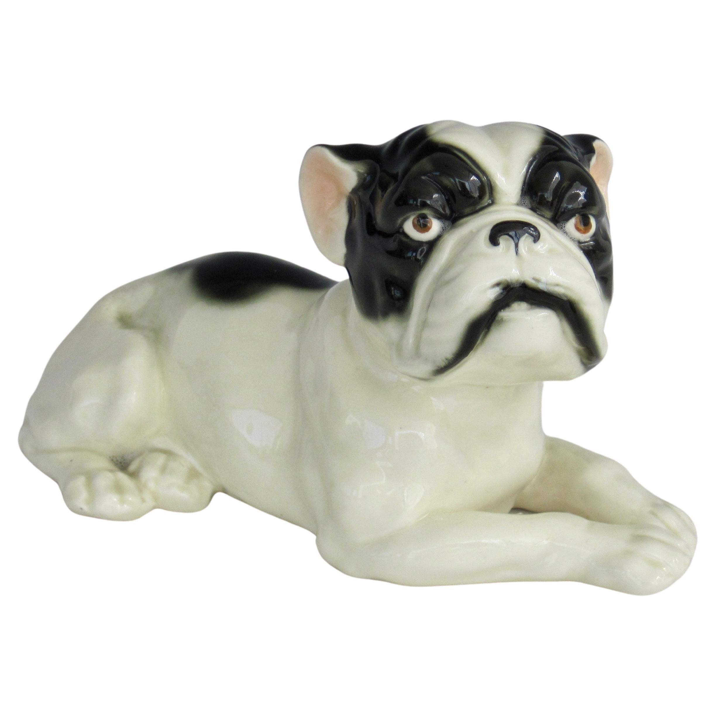 Art Deco Porcelain French Bulldog Sculpture For Sale