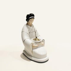 Bruciaprofumi in porcellana Art Deco Geisha "La Japonaise" di ROBJ Paris, anni '20