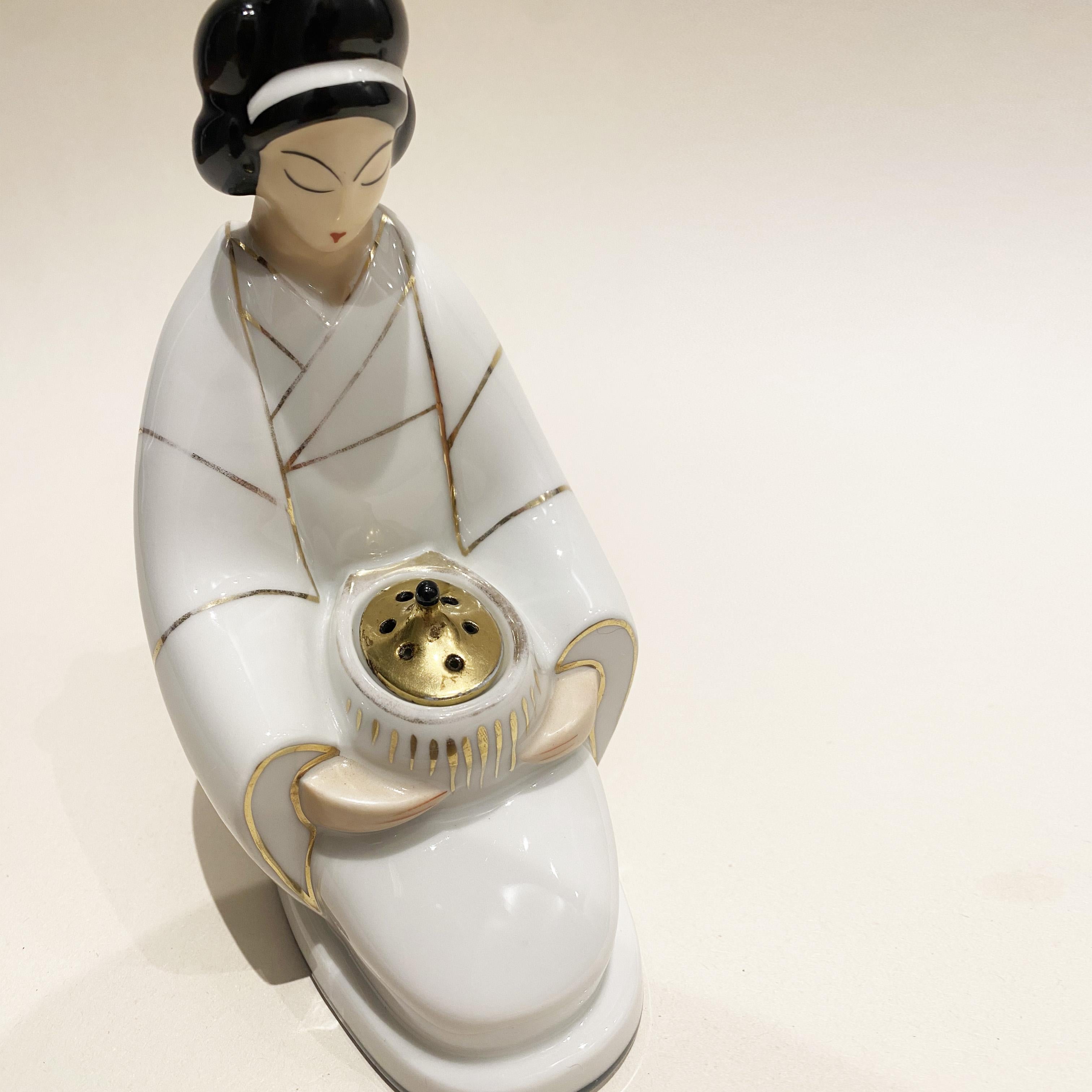 French Art Deco Porcelain Geisha 