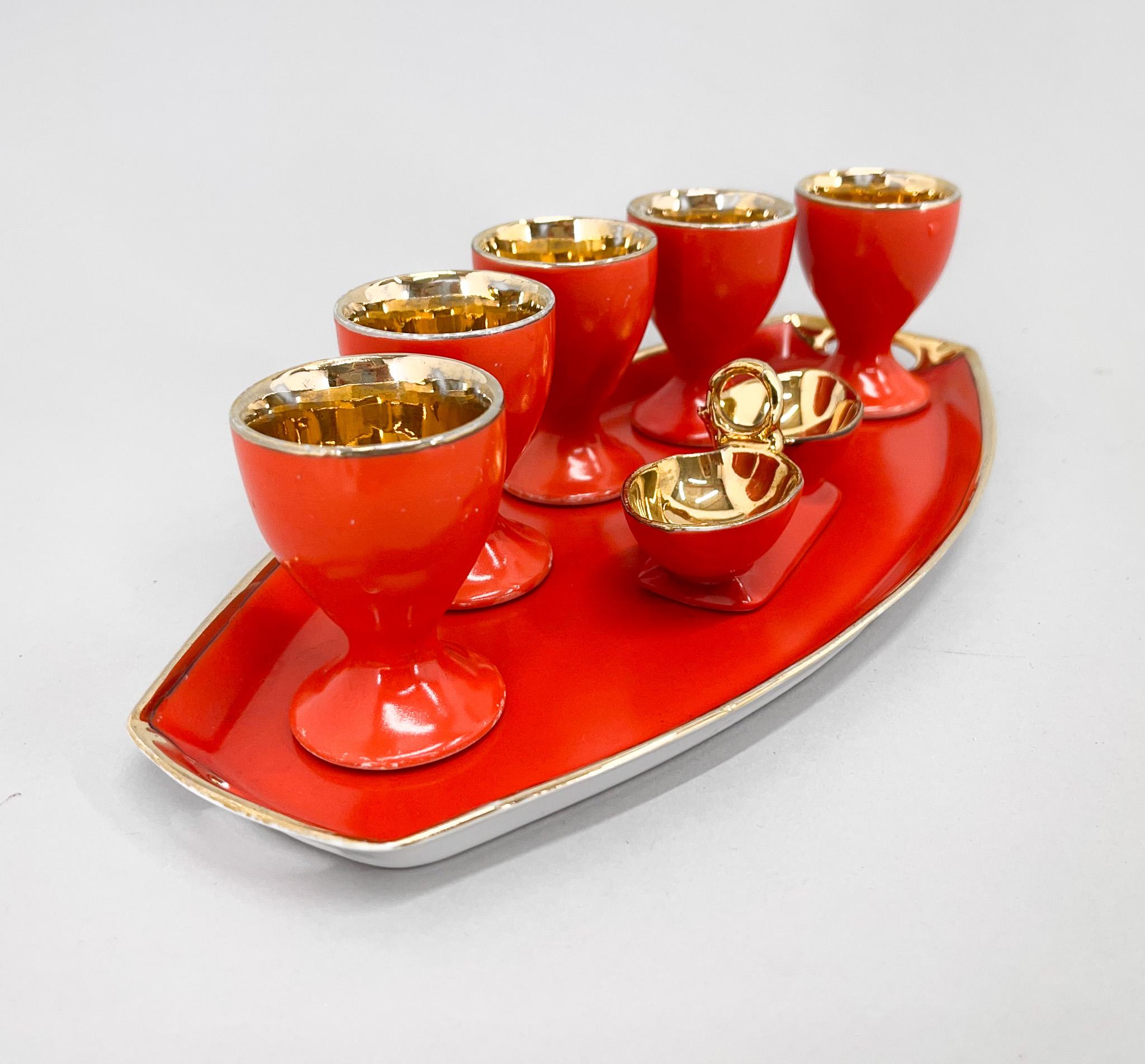 Art Deco Porcelain & Gold Egg Set  For Sale 5
