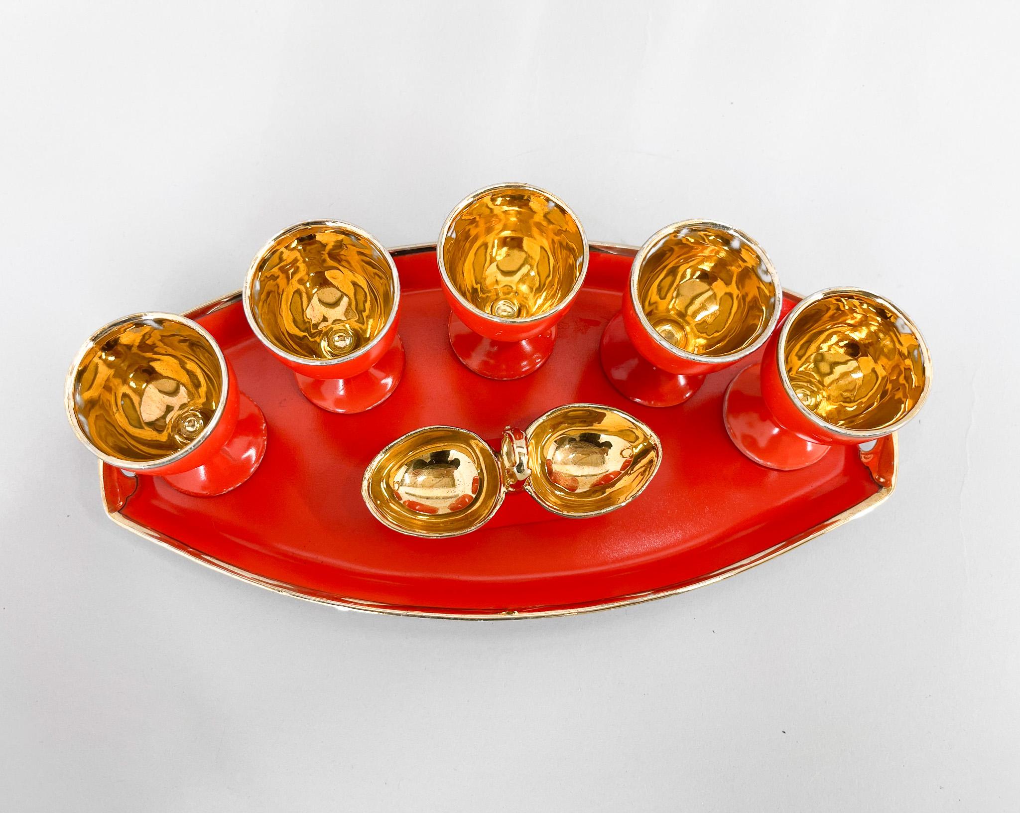 Art Deco Porcelain & Gold Egg Set  In Good Condition For Sale In Praha, CZ