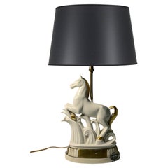 Used Art Deco Porcelain Horse Sculpture Lamp