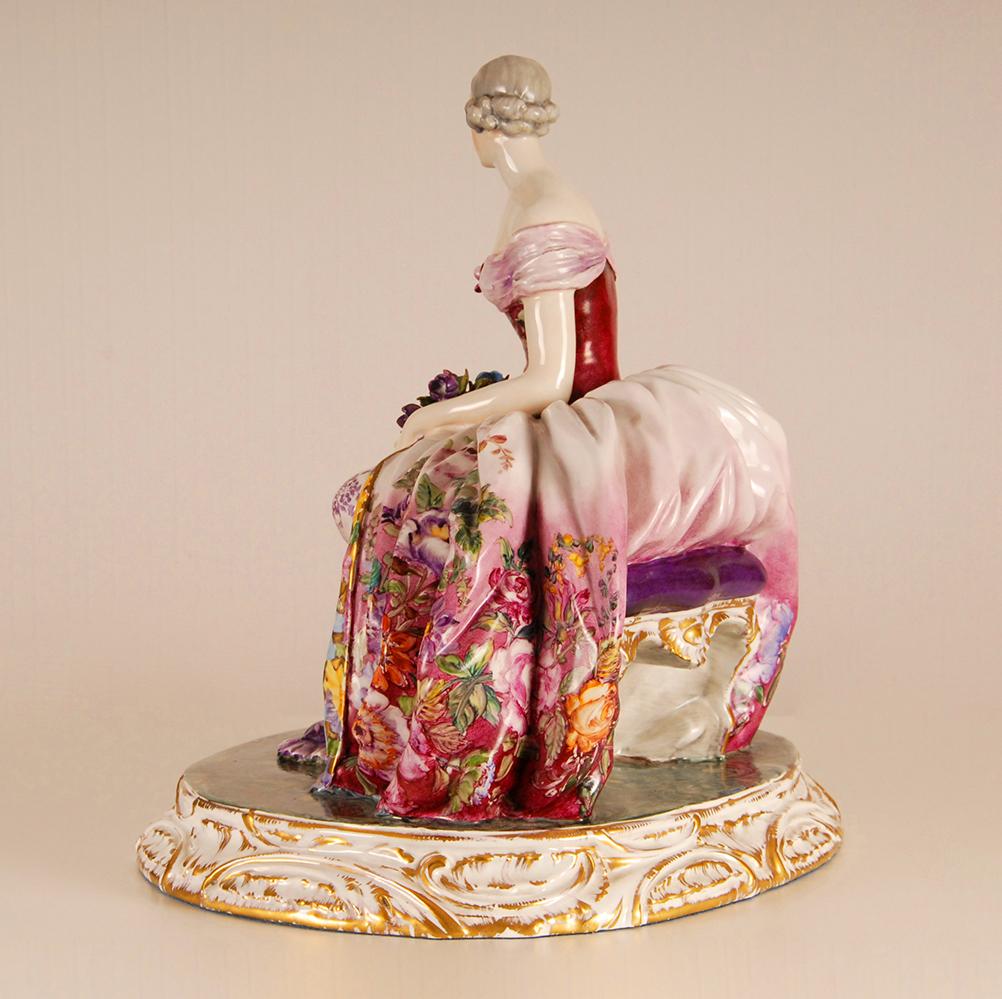 Art Deco Porcelain Lady Figurine Guido Cacciapuoti 1930 Italian Ceramic 6
