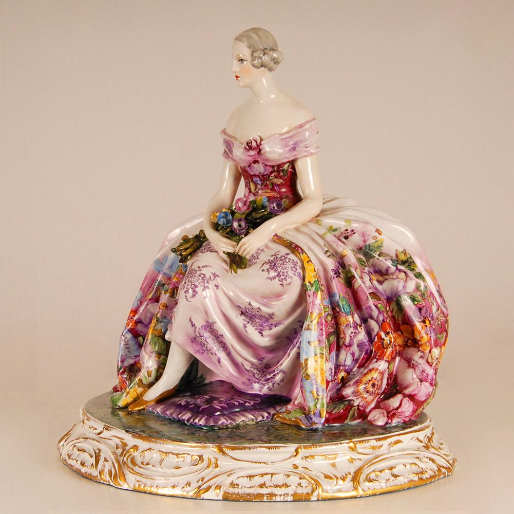 Art Deco Porcelain Lady Figurine Guido Cacciapuoti 1930 Italian Ceramic 7