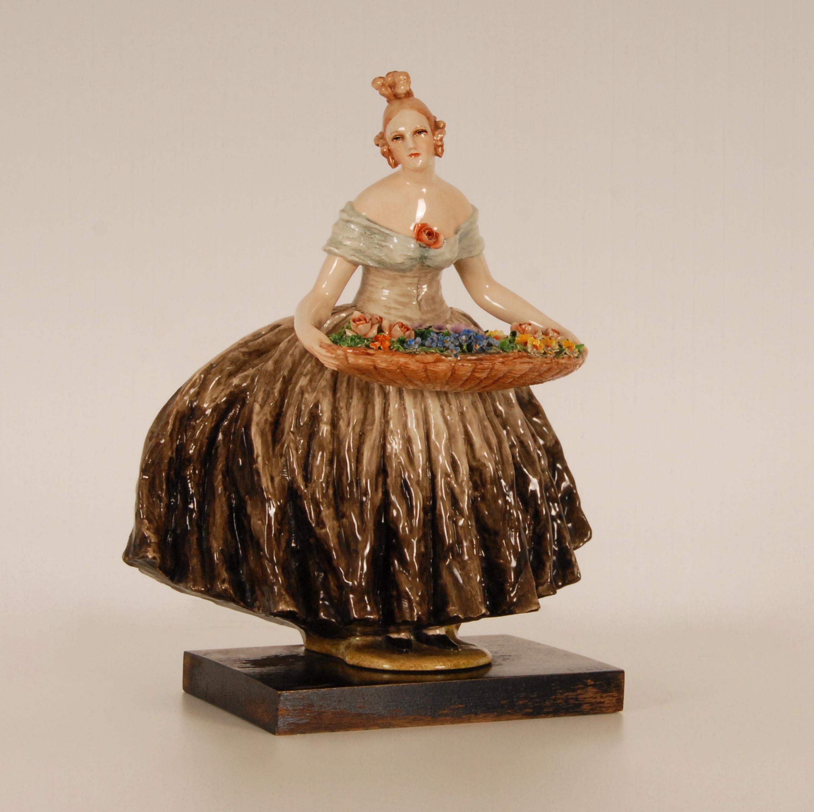 Figurine de femme en céramique italienne Art Déco Guido Cacciapuoti Cris de Paris Porcelaine en vente 6