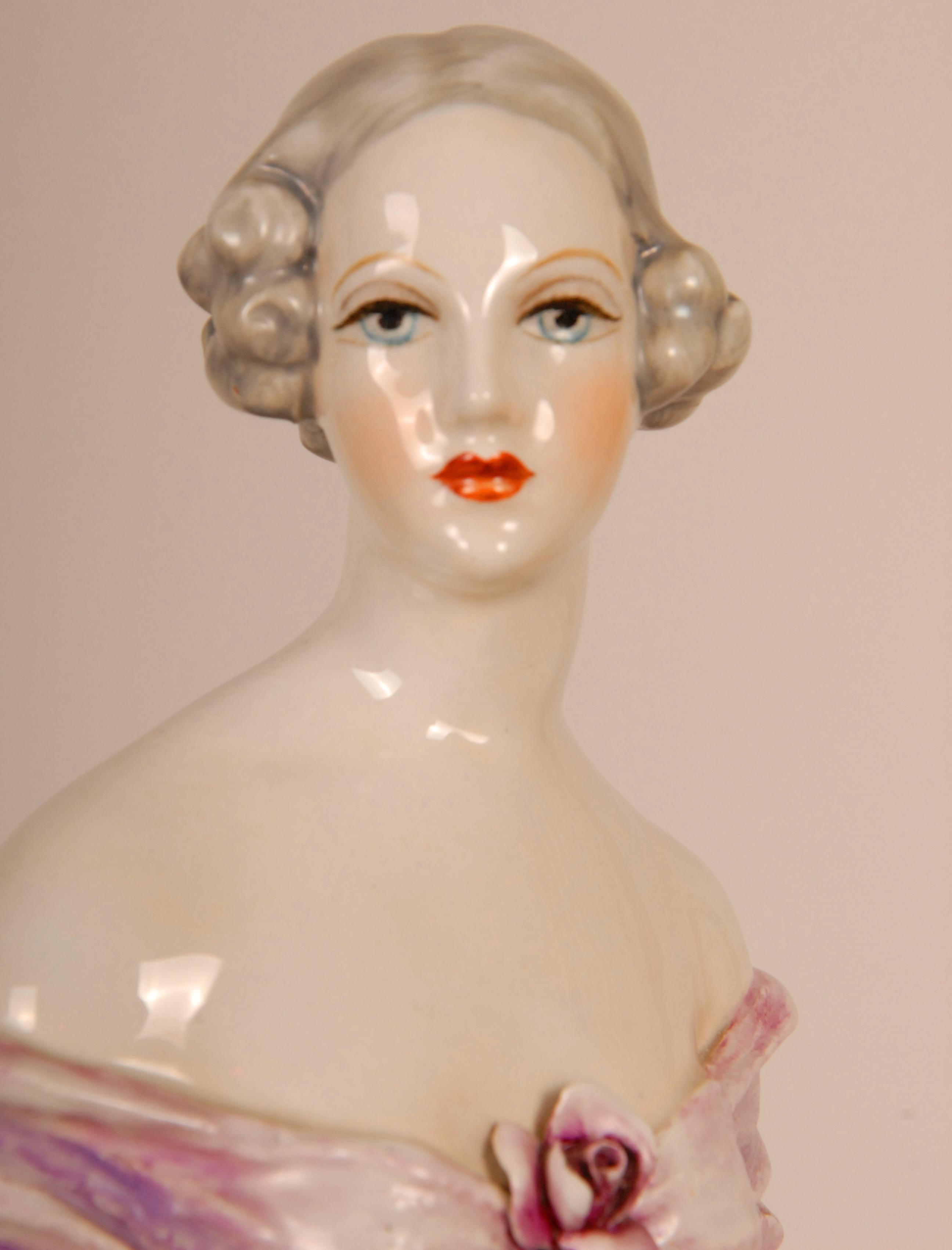Art Deco Porcelain Lady Figurine Guido Cacciapuoti 1930 Italian Ceramic 8