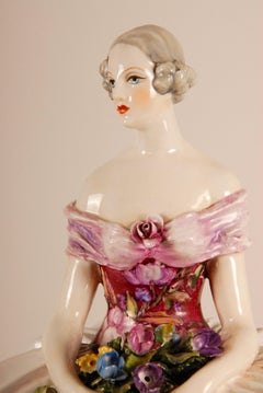 Art Deco Porcelain Lady Figurine Guido Cacciapuoti 1930 Italian Ceramic