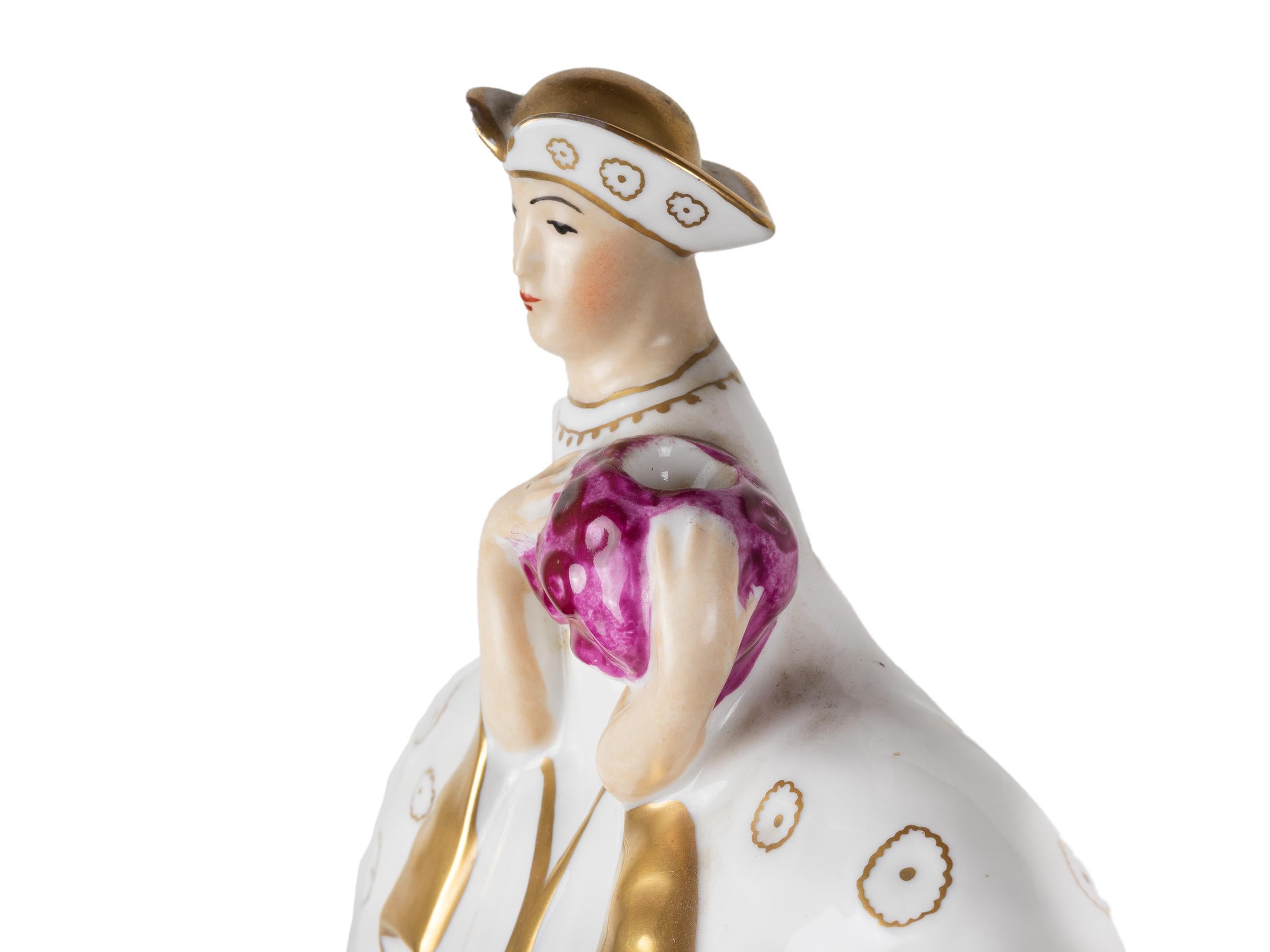 Art Deco Porcelain Lamp Base w/ Lady by Robj 1920s In Good Condition For Sale In Lisbon, PT