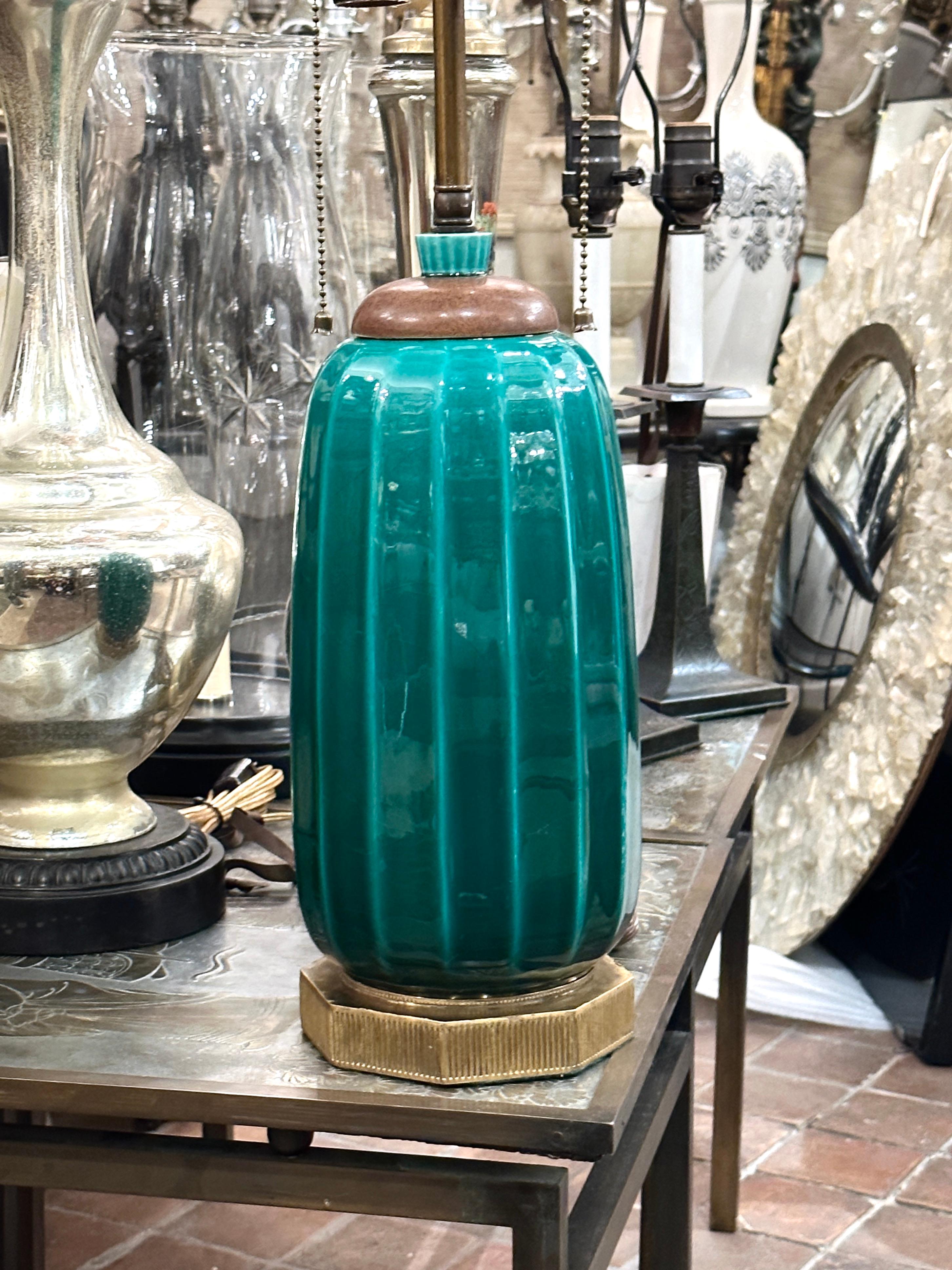 Mid-20th Century Art Deco Porcelain Lamp For Sale