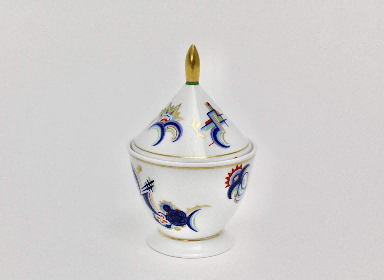 Art Deco Porcelain Lid Box Pagoda Form Rosenthal Selb Bavaria Schwalb Germany For Sale 3