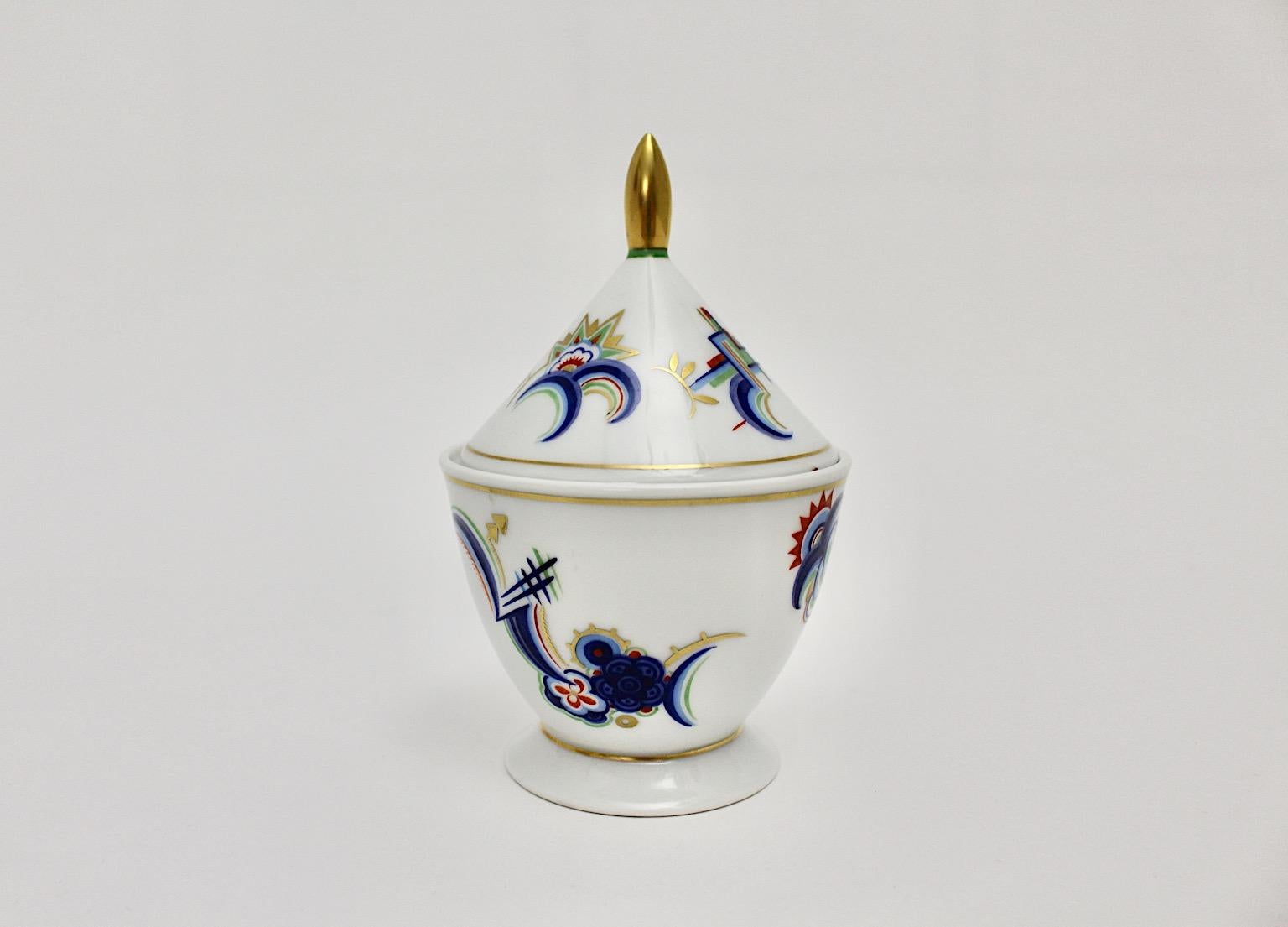 Art Deco Porcelain Lid Box Pagoda Form Rosenthal Selb Bavaria Schwalb Germany For Sale 7