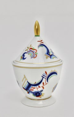 Scatola con coperchio in porcellana Art Deco Forma Pagoda Rosenthal Selb Porcelain Baviera Schwalb Germania