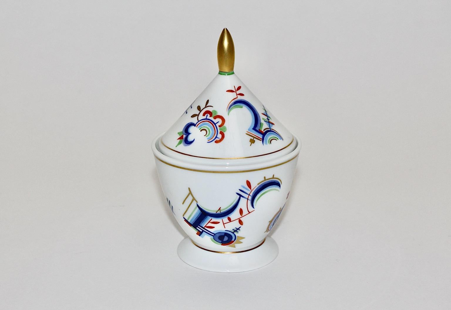 Art Deco Porcelain Lid Box Pagoda Form Rosenthal Selb Bavaria Schwalb Germany For Sale 2