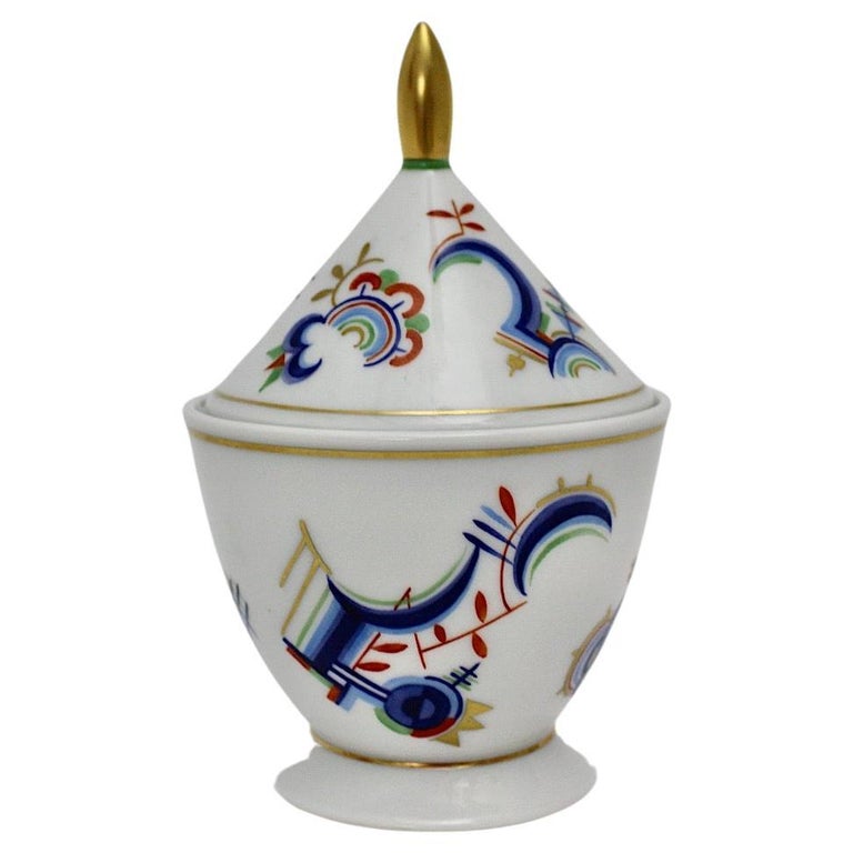 Art Deco Porcelain Lid Box Pagoda Form Rosenthal Selb Bavaria