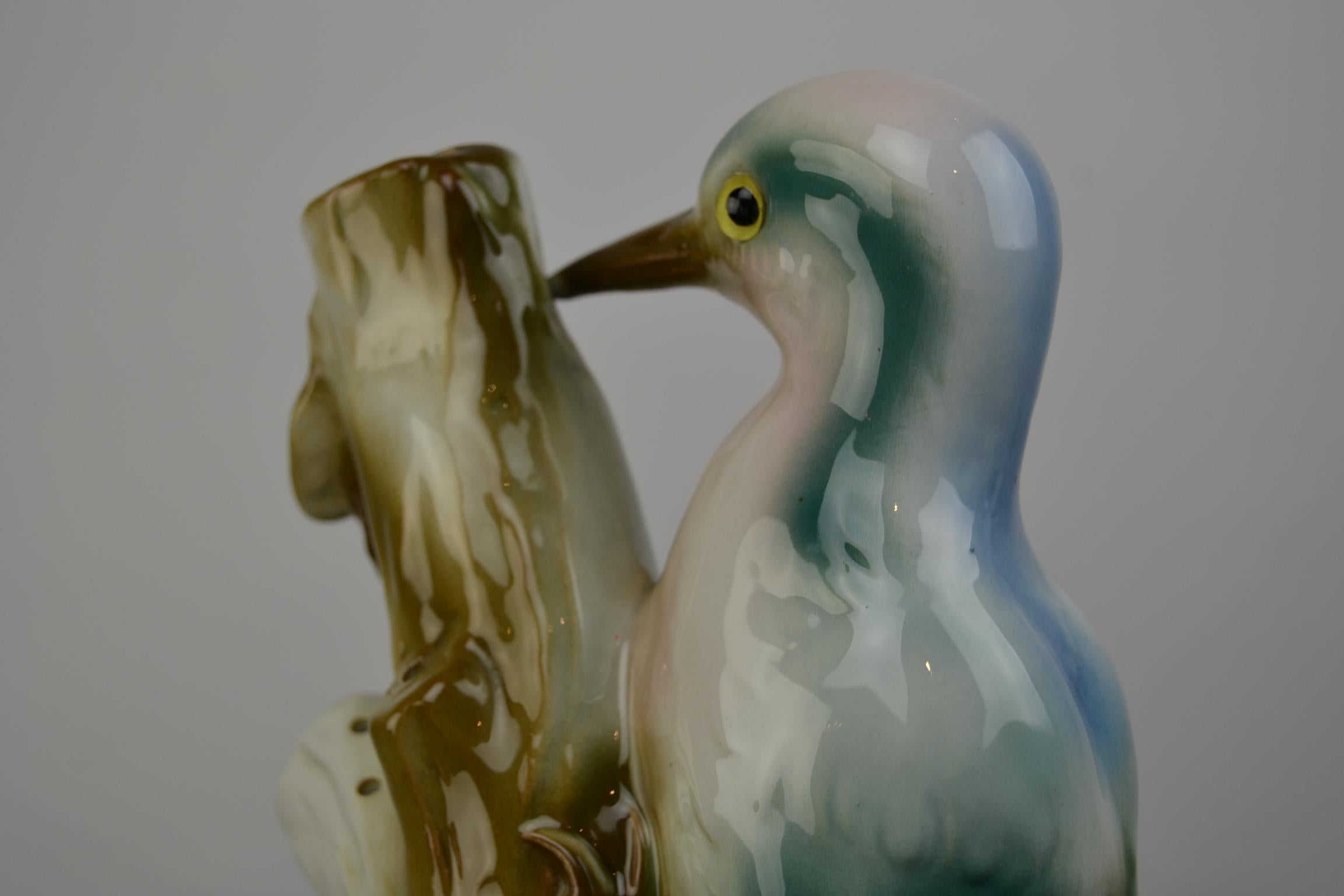 Art Deco Porcelain Perfume Lamp of Woodpecker, Germany, 1930s For Sale 6