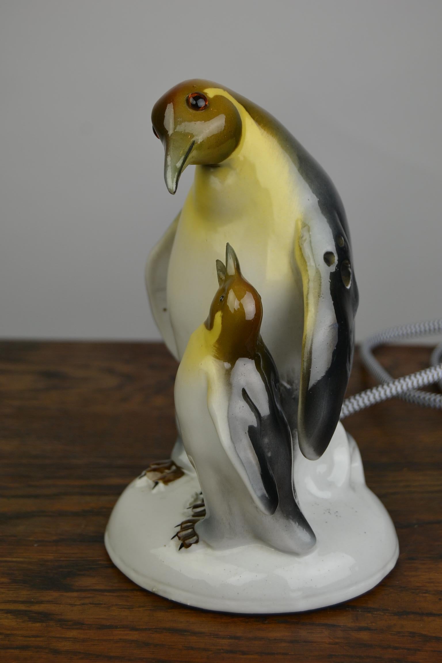 Art Deco Penguin Porcelain Perfume Lamp by Ridem Germany, 1930s 4