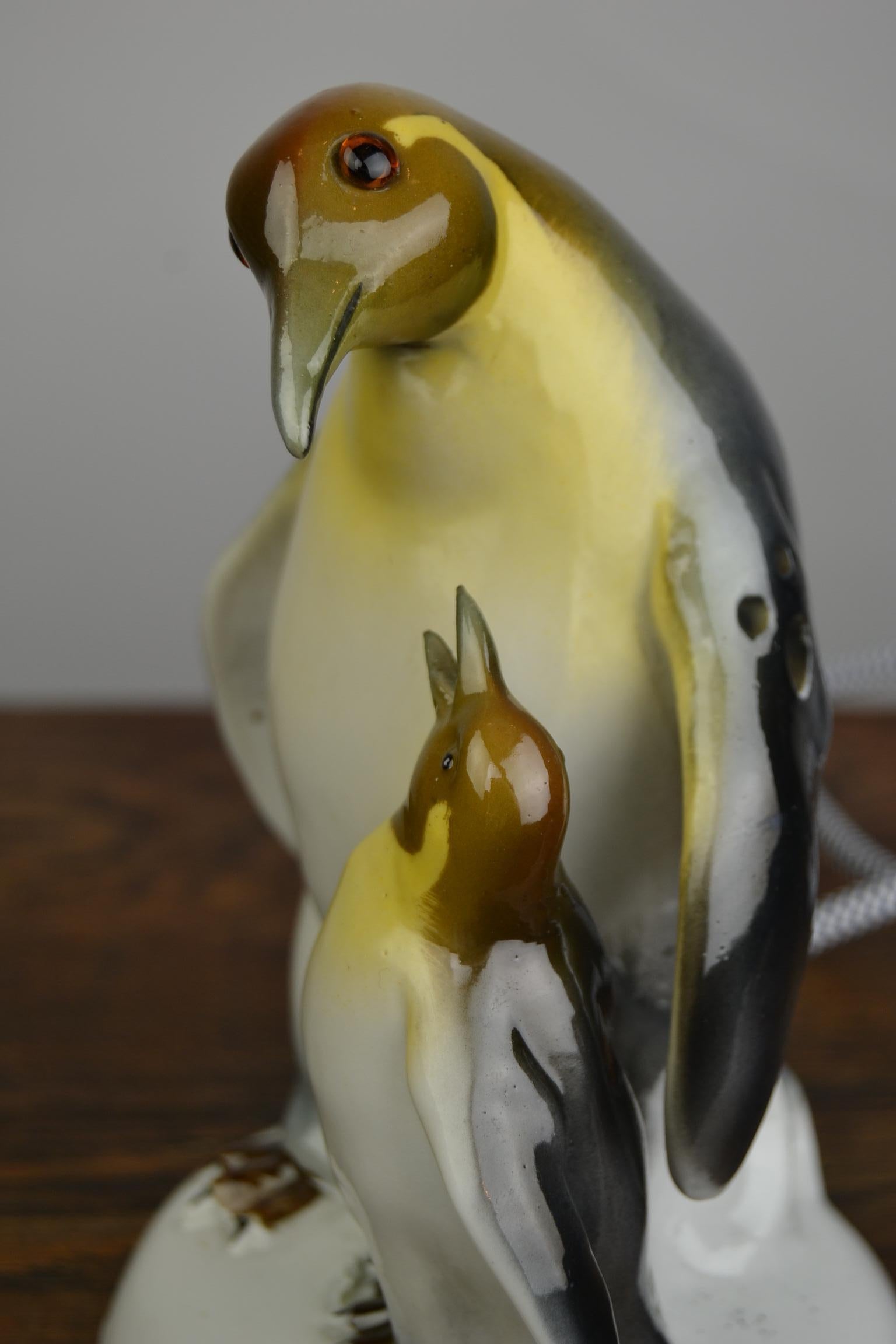 Art Deco Penguin Porcelain Perfume Lamp by Ridem Germany, 1930s 5