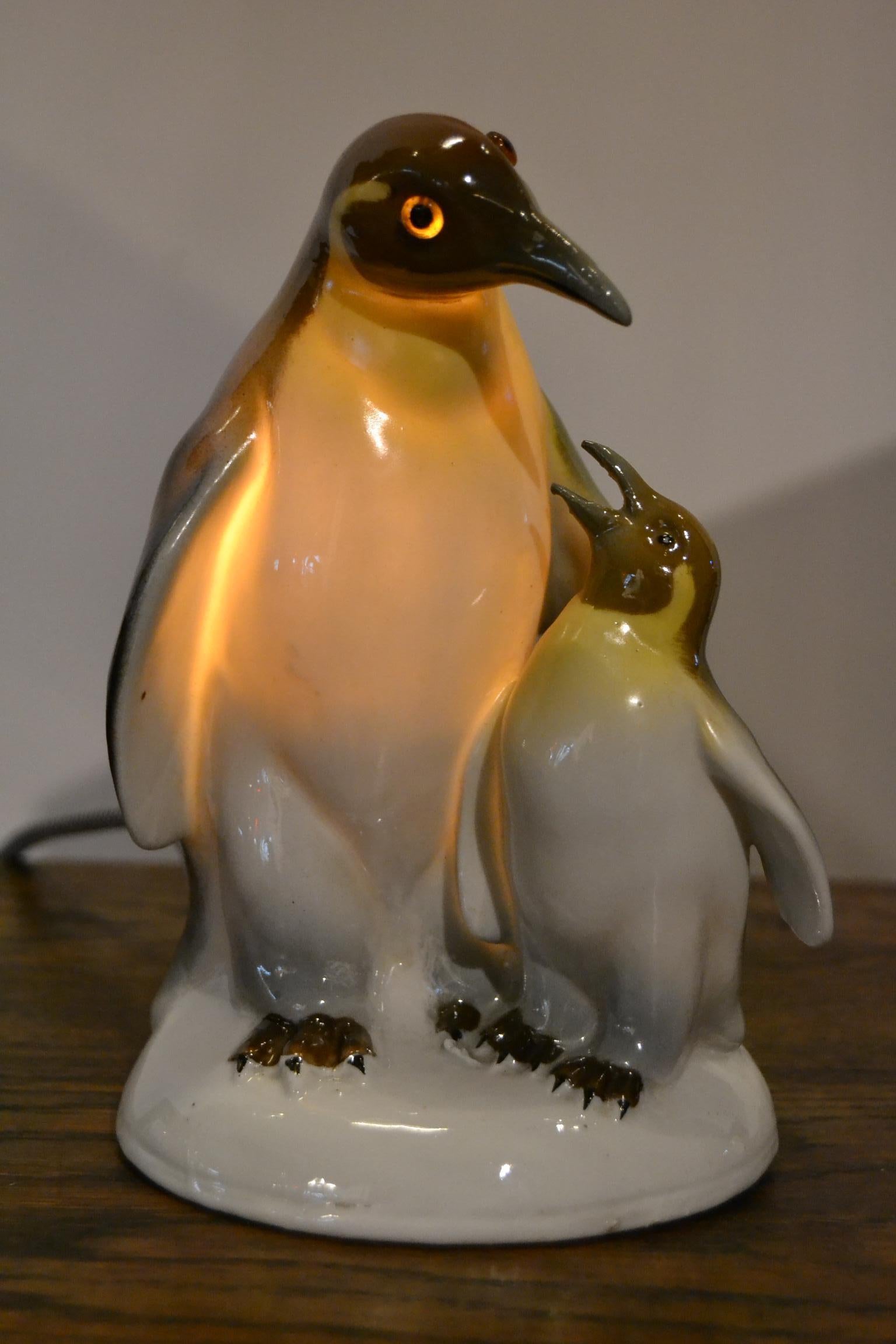 Art Deco Penguin Porcelain Perfume Lamp by Ridem Germany, 1930s 9
