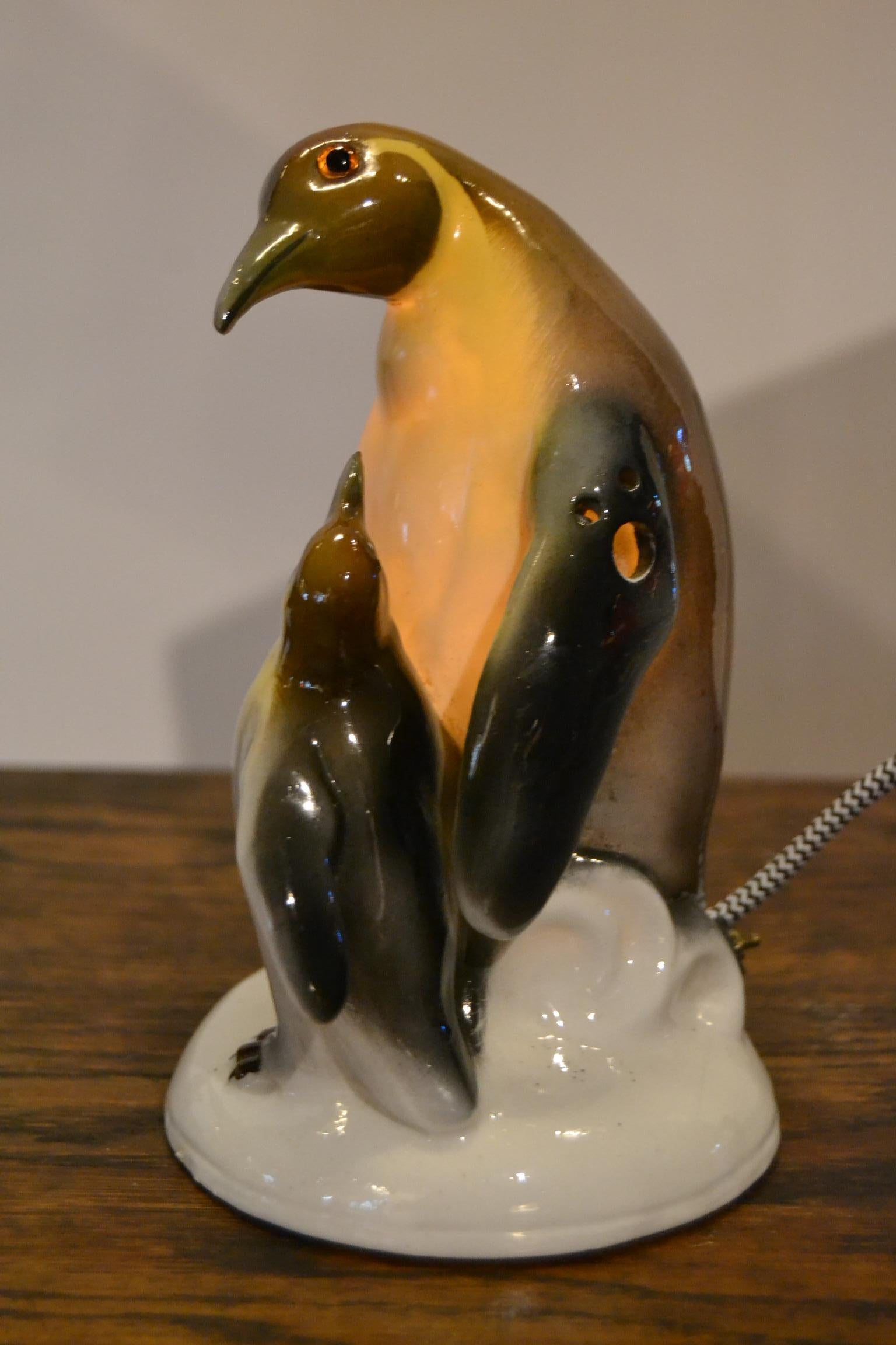 Art Deco Penguin Porcelain Perfume Lamp by Ridem Germany, 1930s 12