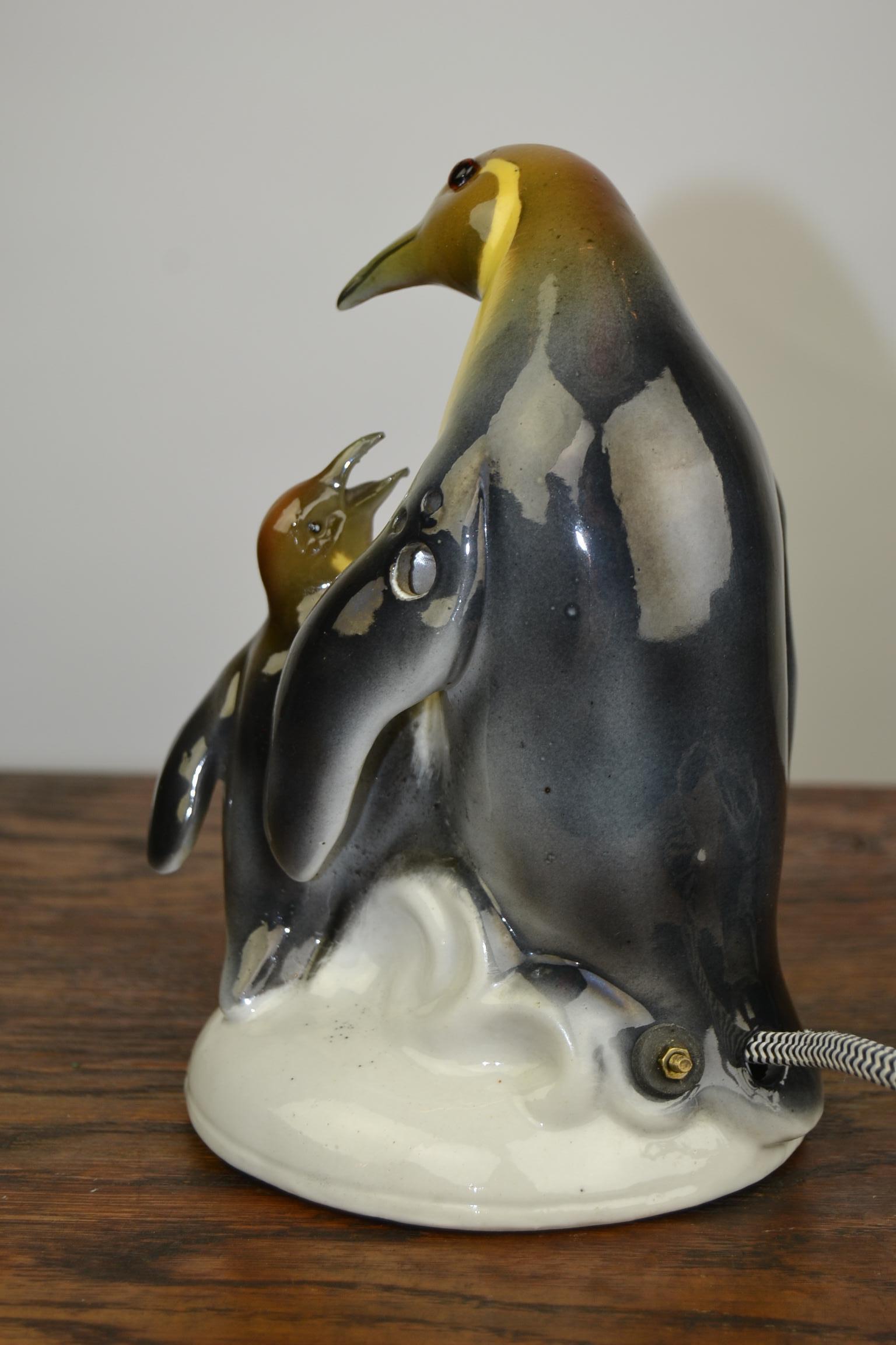 20th Century Art Deco Penguin Porcelain Perfume Lamp by Ridem Germany, 1930s