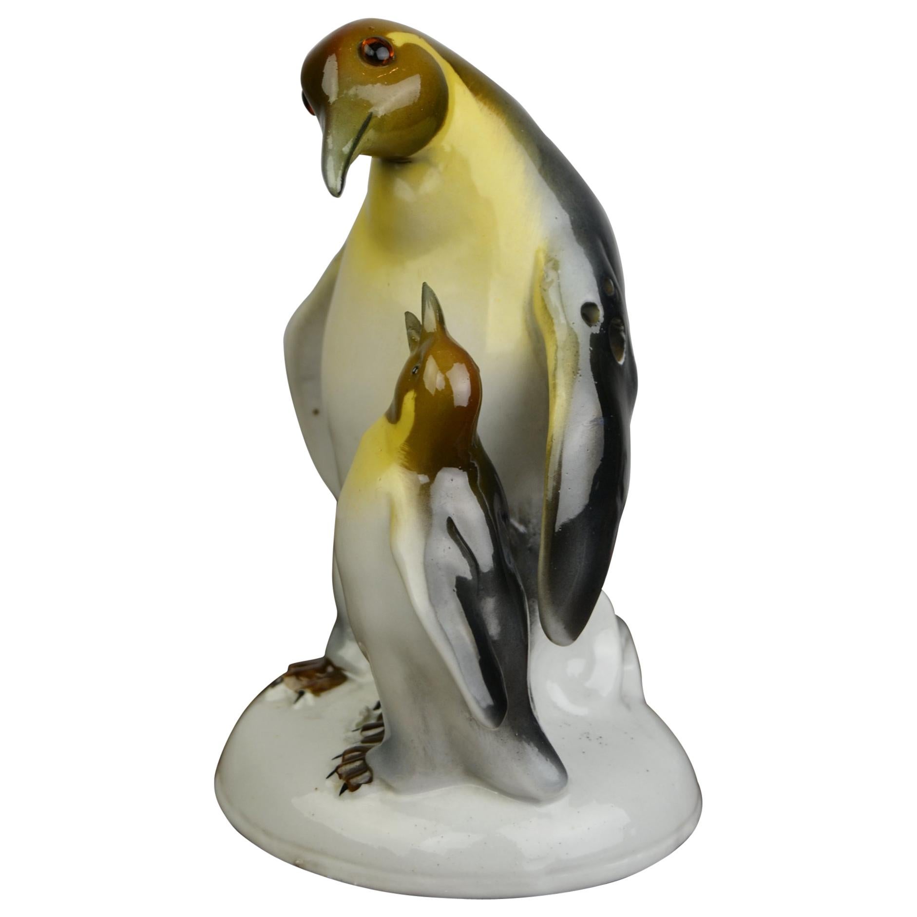 Art Deco Penguin Porcelain Perfume Lamp by Ridem Germany, 1930s