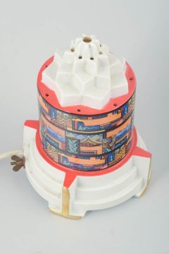 Art Deco porcelain scent lamp with geometric form. Ca. 1930s, Germany.