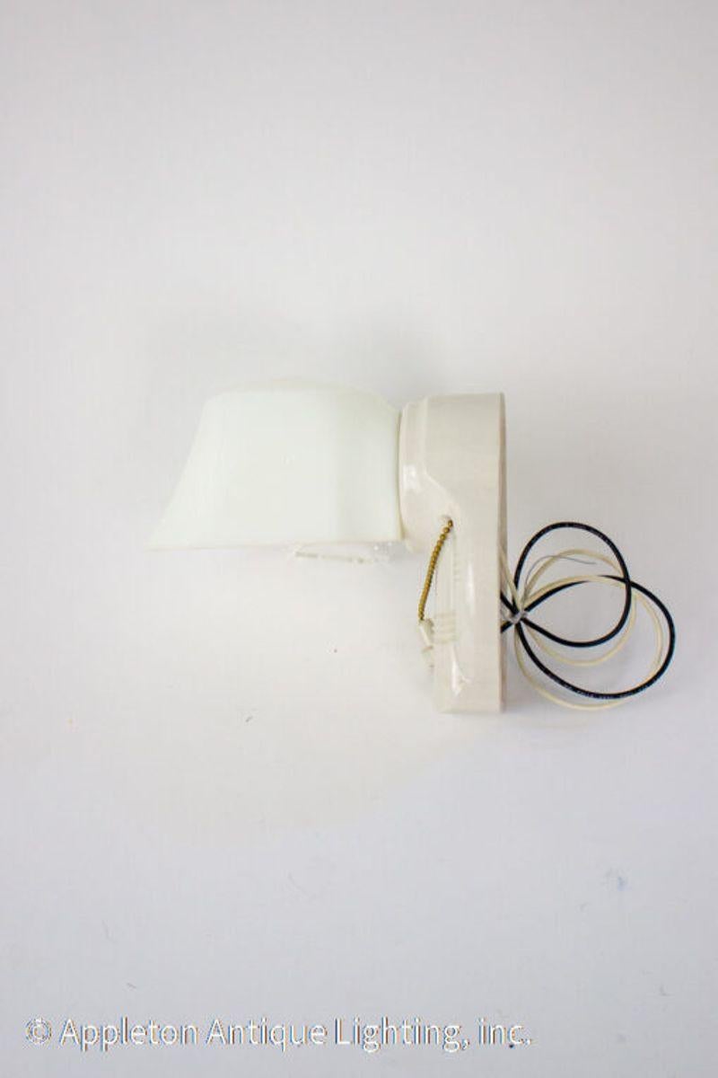 American Art Deco Porcelain Sconce with Glass Shade For Sale