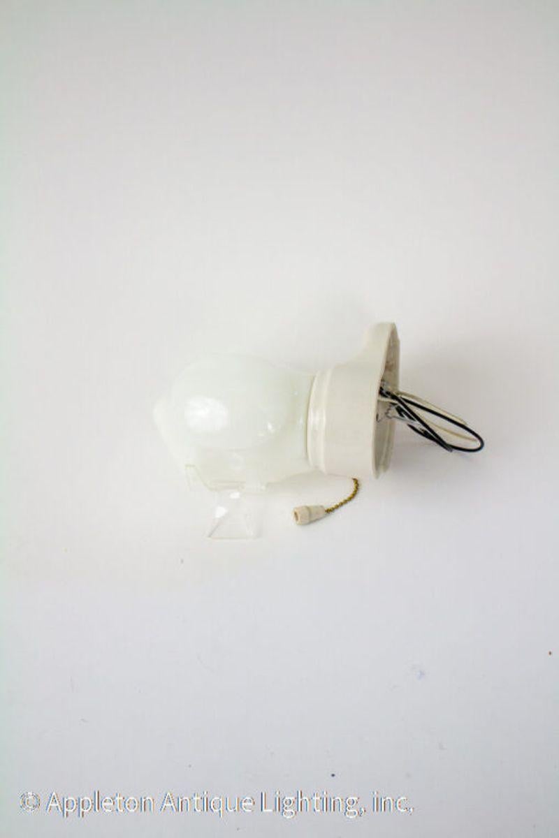 20th Century Art Deco Porcelain Sconce with Glass Shade For Sale