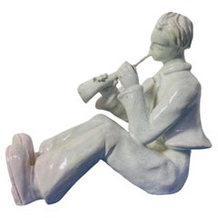 Art Deco White Porcelain Sculpture "Piper"