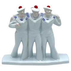 Vintage Art Deco Porcelain Sculpture 'Three Drunken Sailors' Edouard Cazaux for DAX