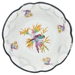 Art Deco Porcelain Serving Bowl with Tropical Purple Parrot Motif - Germany