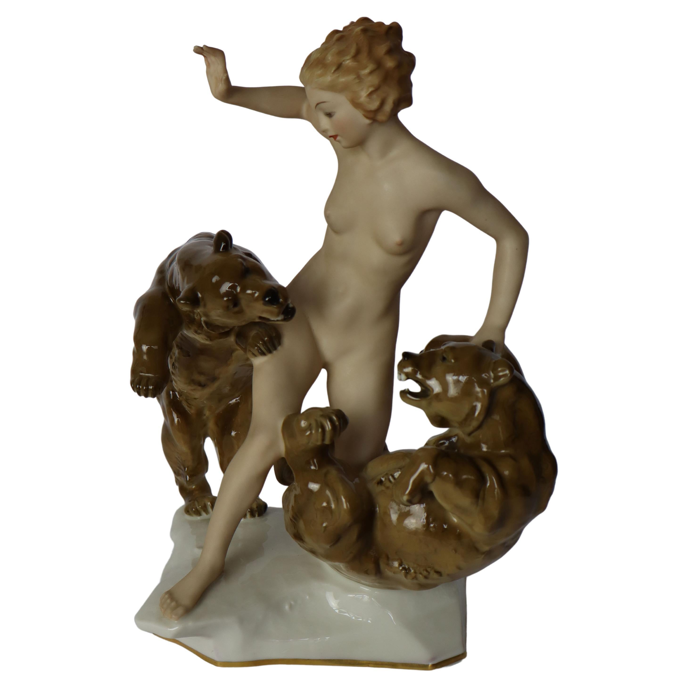 Art-déco porcelain statue: "Jealousy" by Karl Tutter, Hutschenreuther For Sale