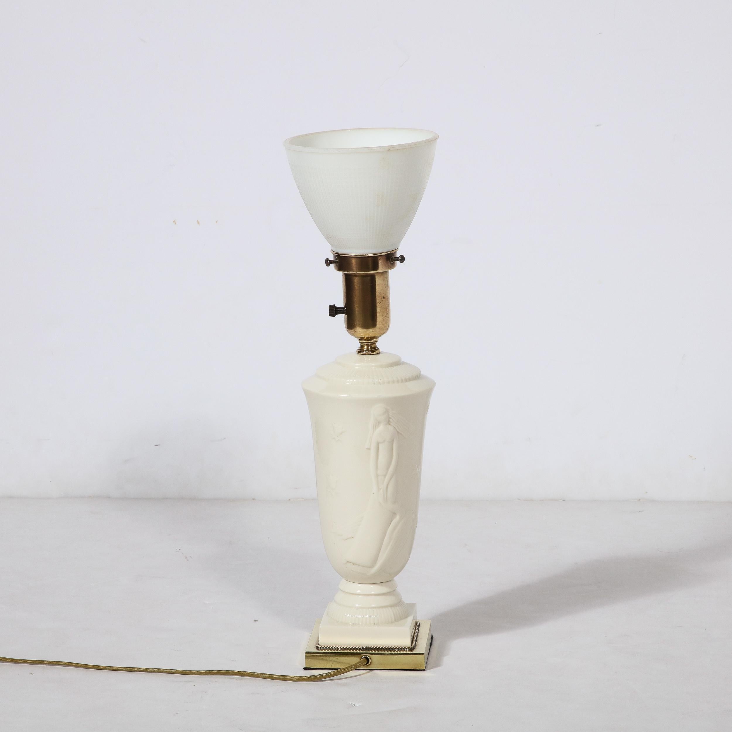 Art Deco Porzellan Tischlampe von Leda und dem Swan von De Vegh für Lenox im Angebot 3