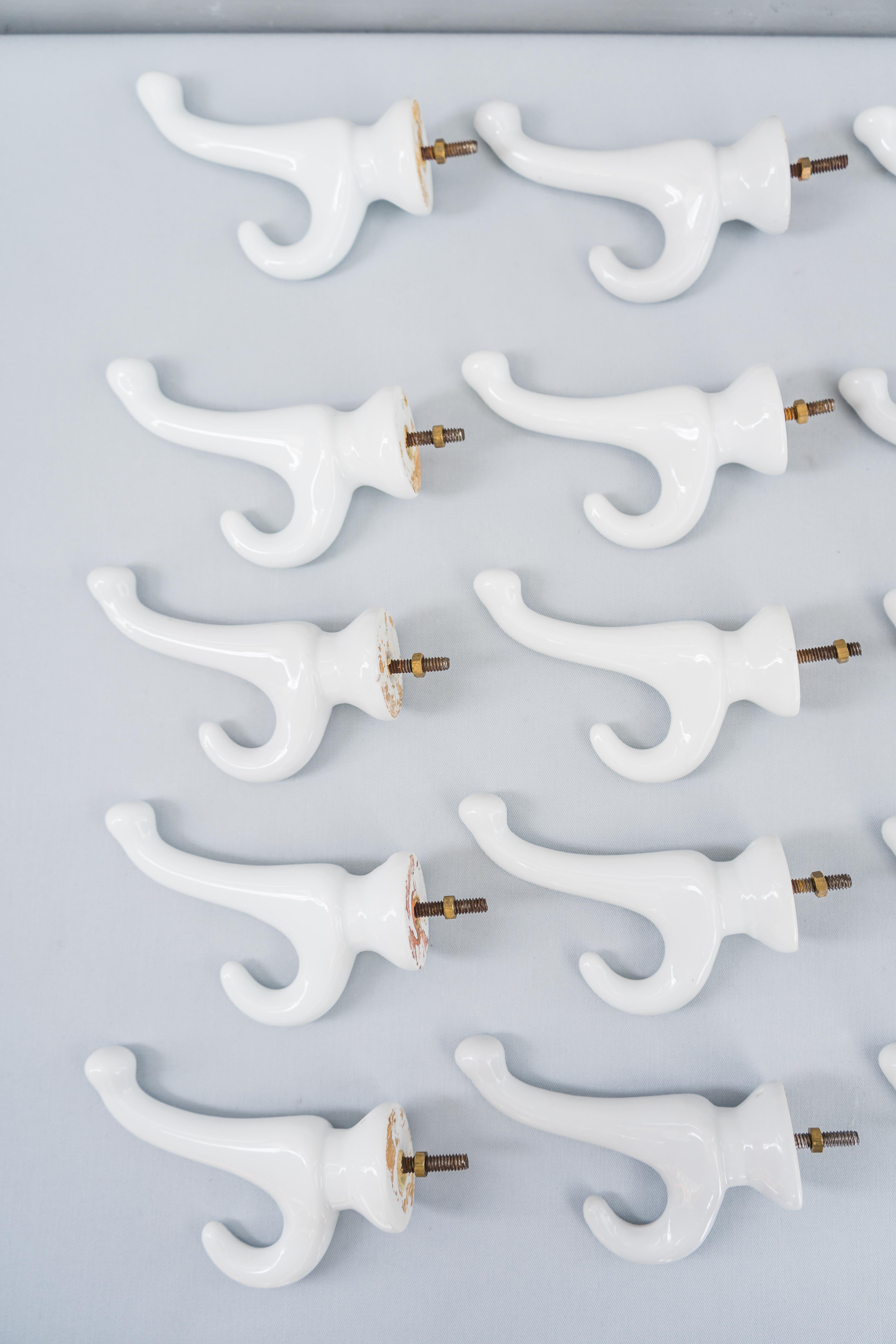 Austrian Art Deco Porcelain Wall Hooks Vienna, circa 1920s For Sale