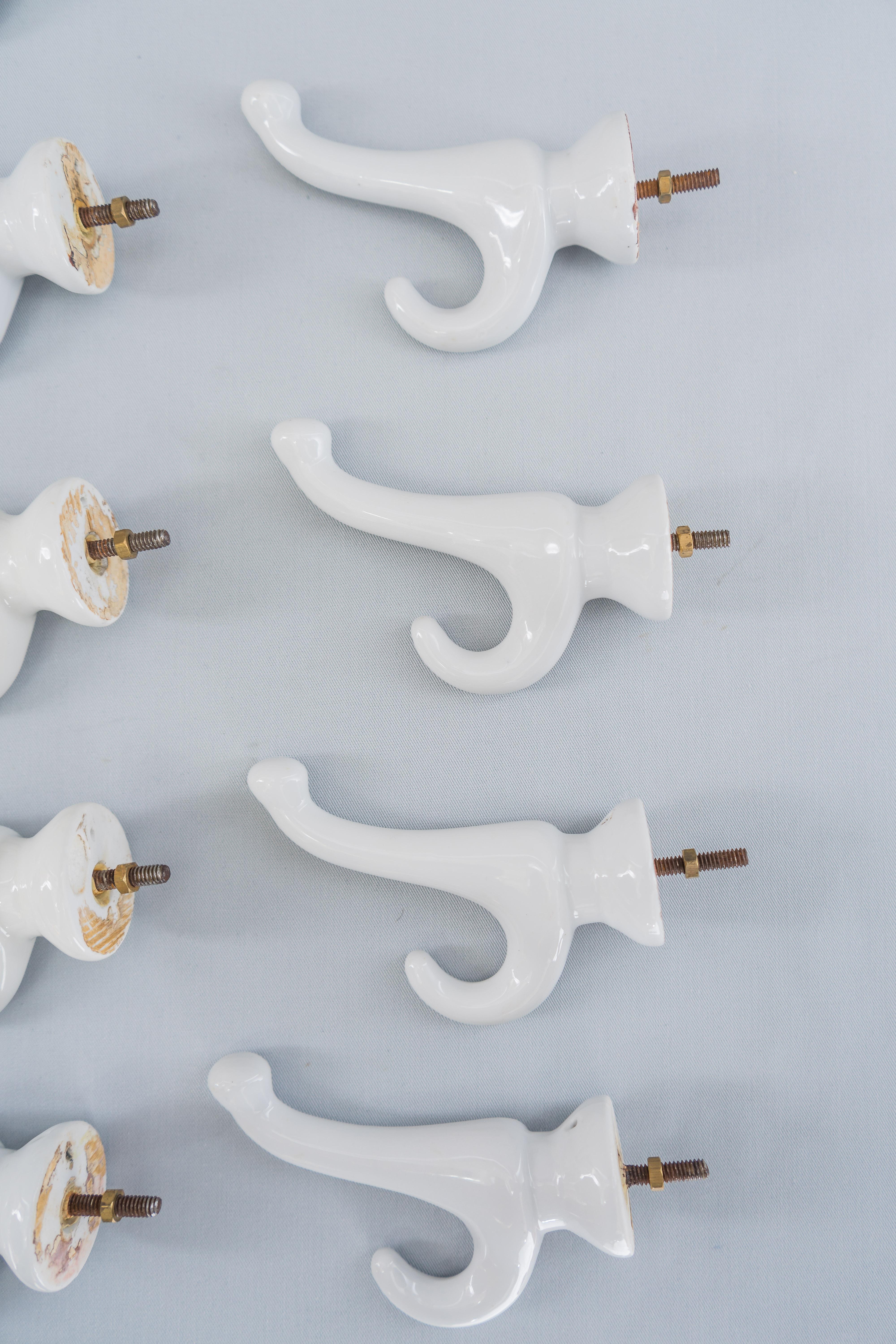 Early 20th Century Art Deco Porcelain Wall Hooks Vienna, circa 1920s For Sale