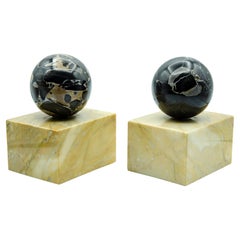 Art Deco Portola and Siena Marble Bookends