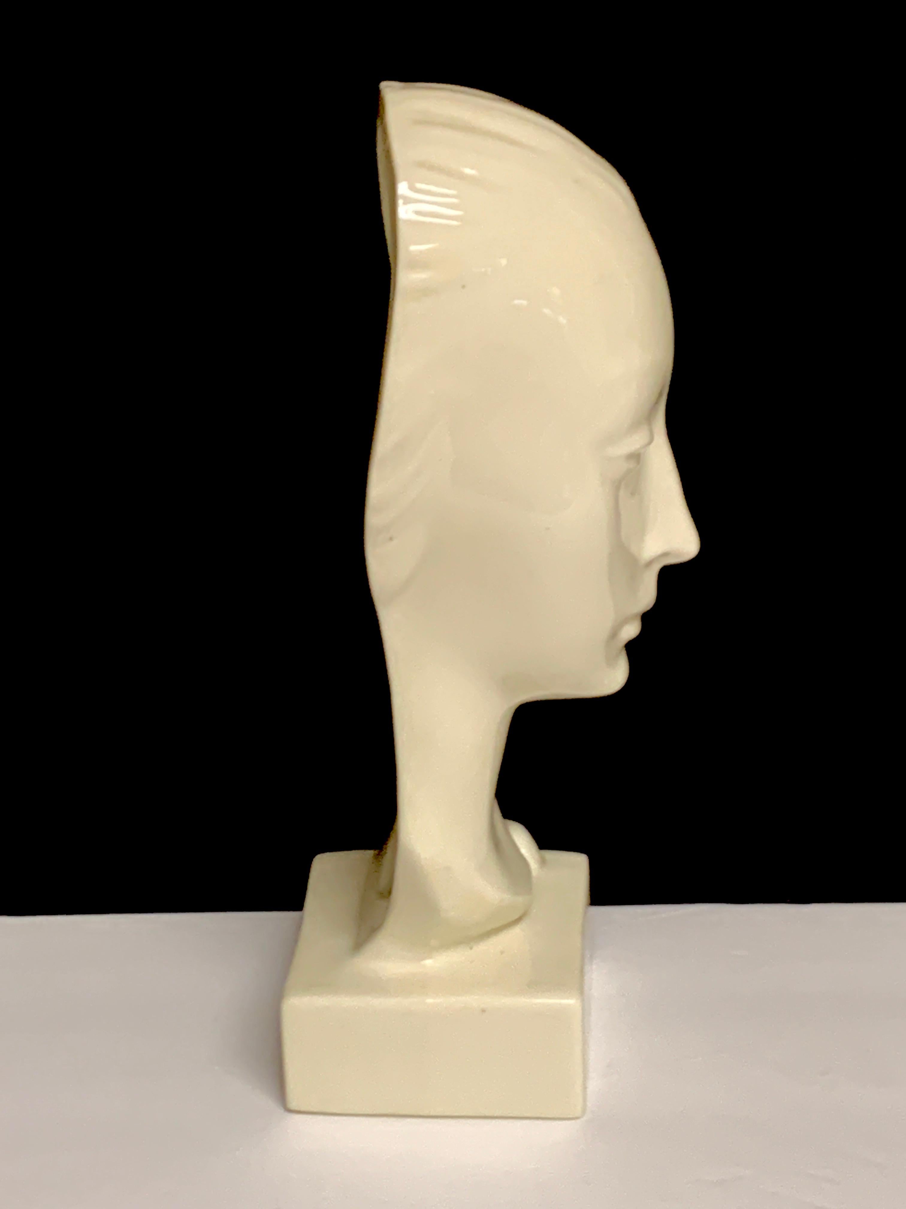 Porcelain Art Deco Portrait Bust of a Woman, Geza De Vegh for Lenox