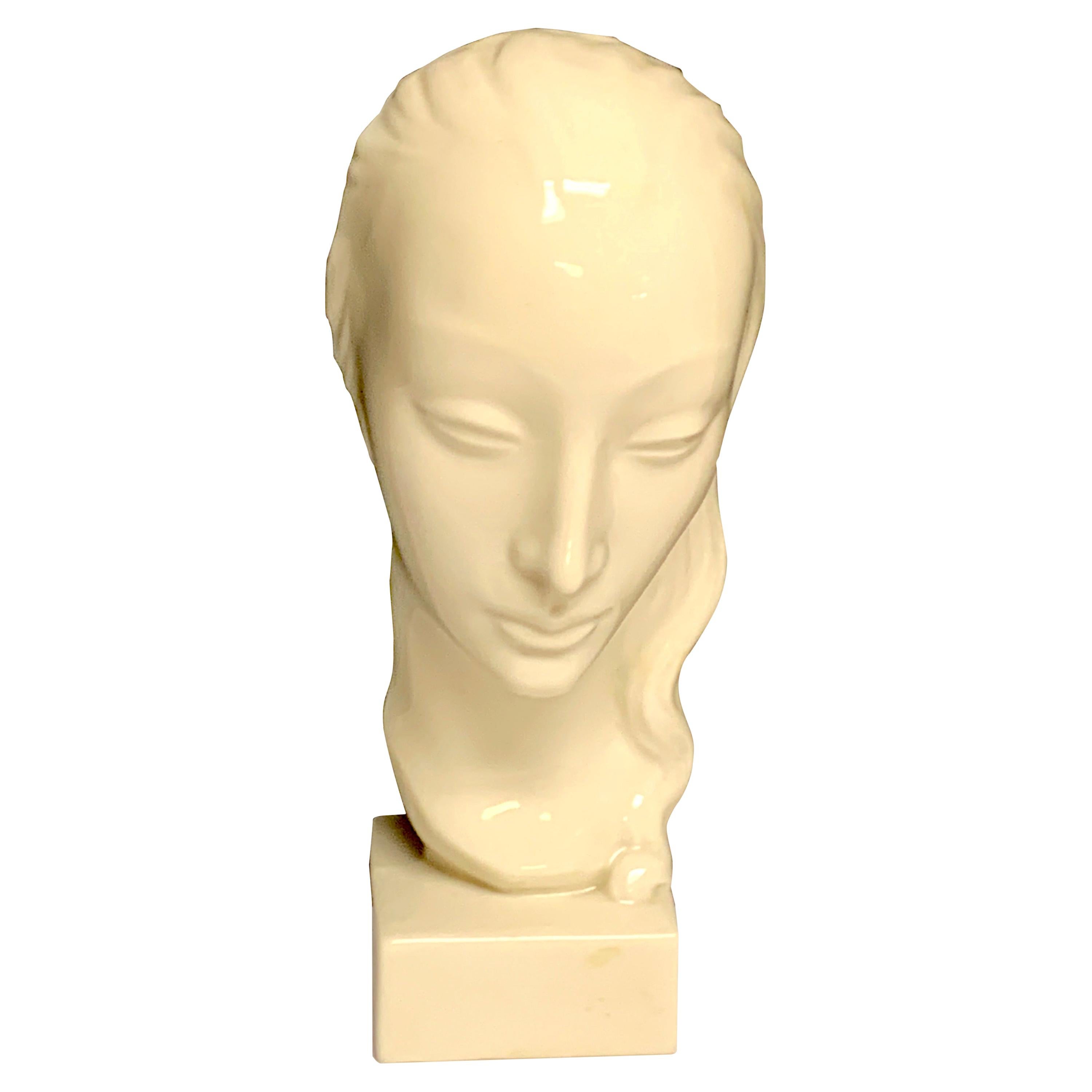 Art Deco Portrait Bust of a Woman, Geza De Vegh for Lenox