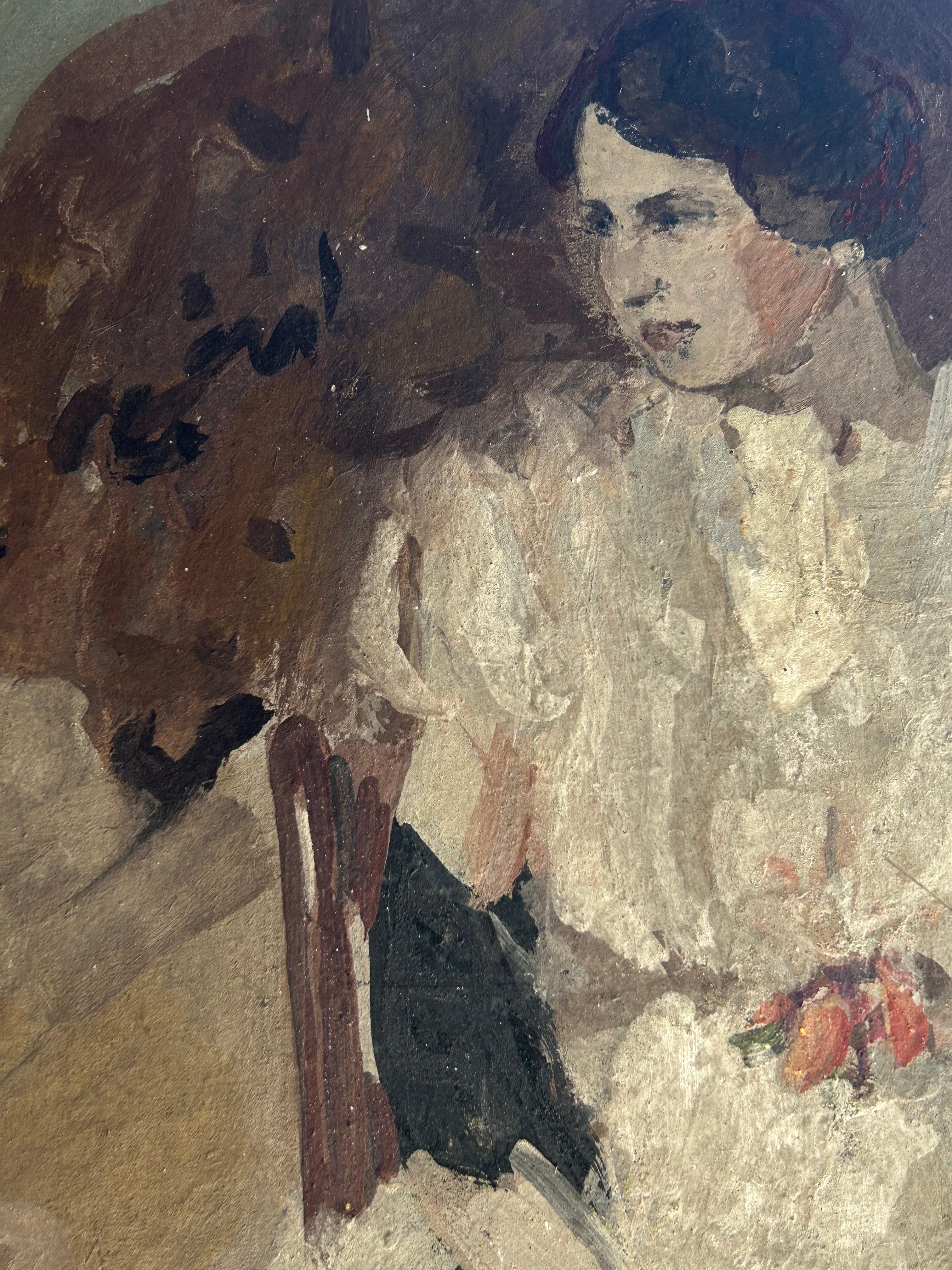 Danese Ritratto Art Deco di una giovane donna di Folmer Bonnén, Danimarca 1922 in vendita