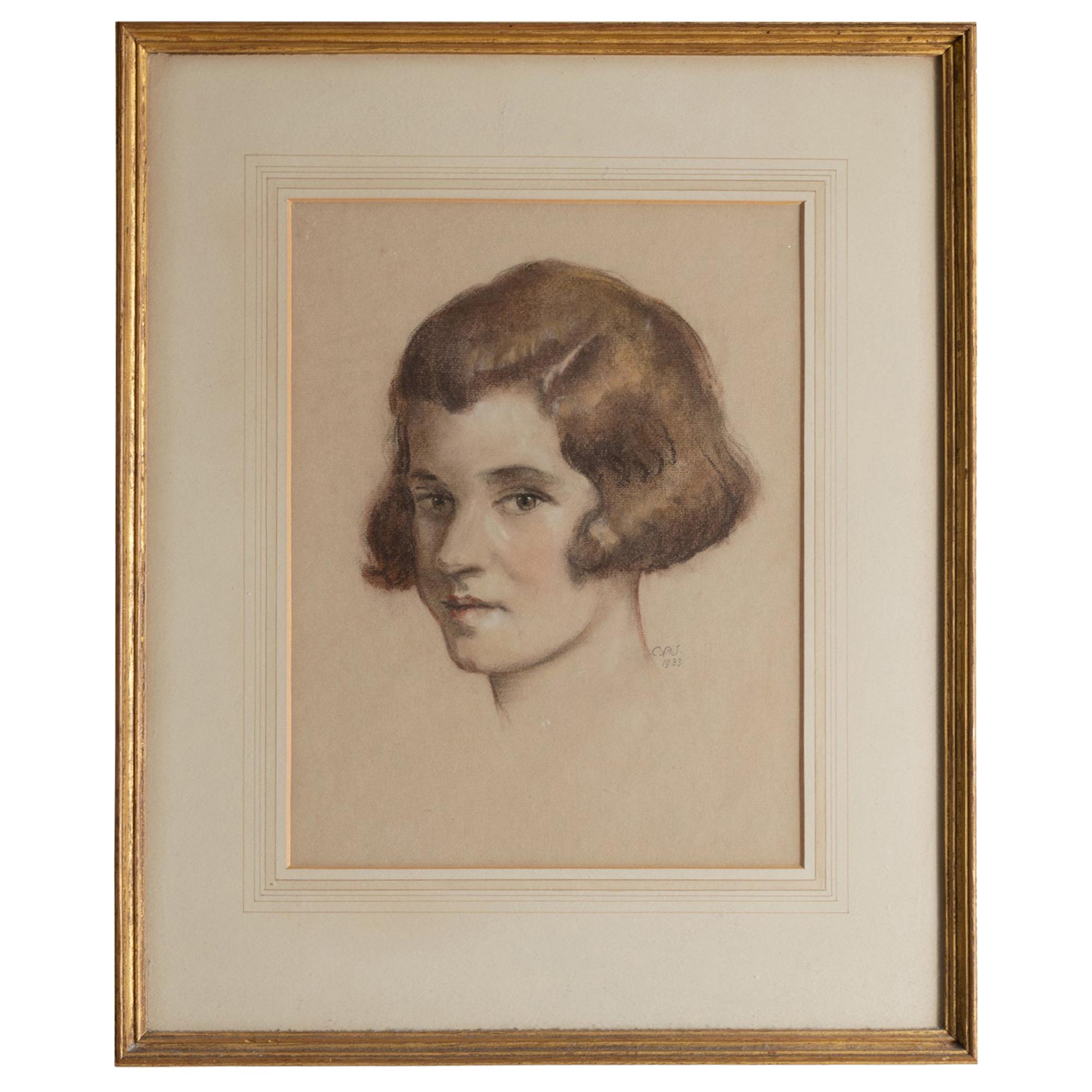 Art Deco Portrait of a Young Woman, England, 1933 For Sale