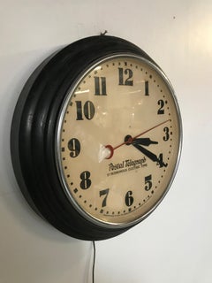 Art Deco Postal Telegraph Wall Clock, Synchronous Hammond Clock Co.