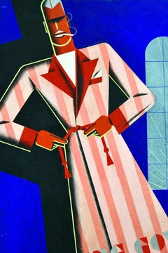 Art Deco Poster Design Man in Dressing Gown by Theodor Kindel Austria 1920